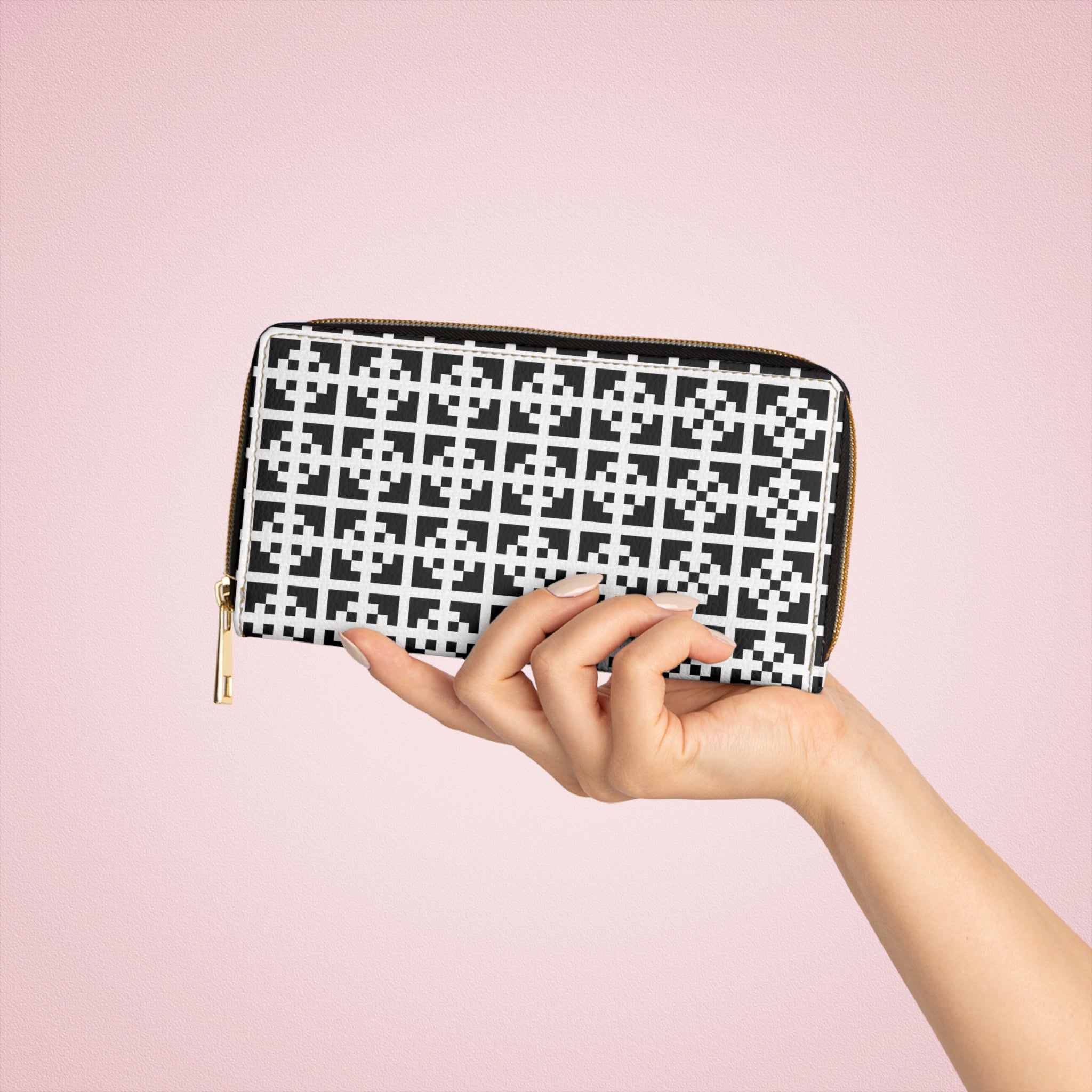 Stylish Zipper Wallet | Geometric Design | Chic Accessory for Daily Use, Gift for Her, Minimalist Wallet, Fashion Essential