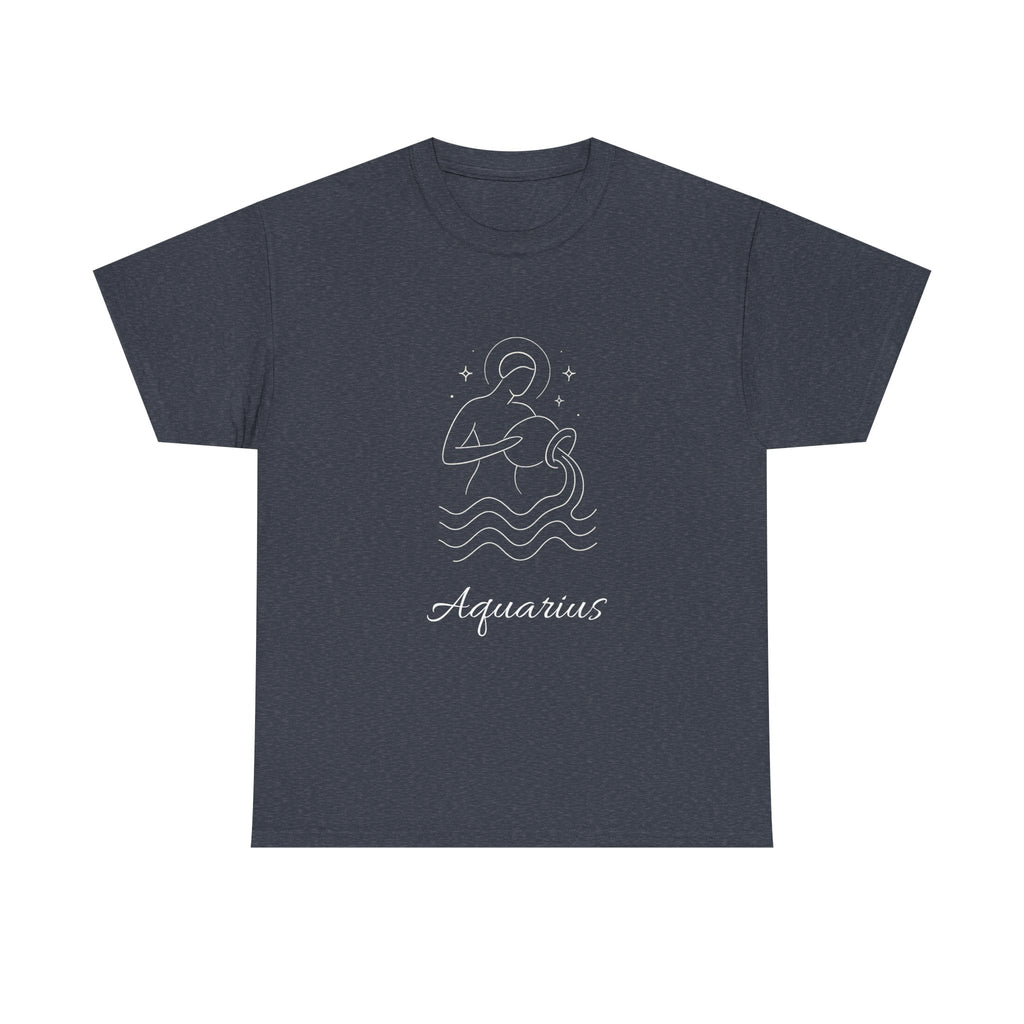 Aquarius Unisex Heavy Cotton Tee, Astrology Shirt, Zodiac Tee, Birthday Gift, Horoscope Apparel, Casual Wear