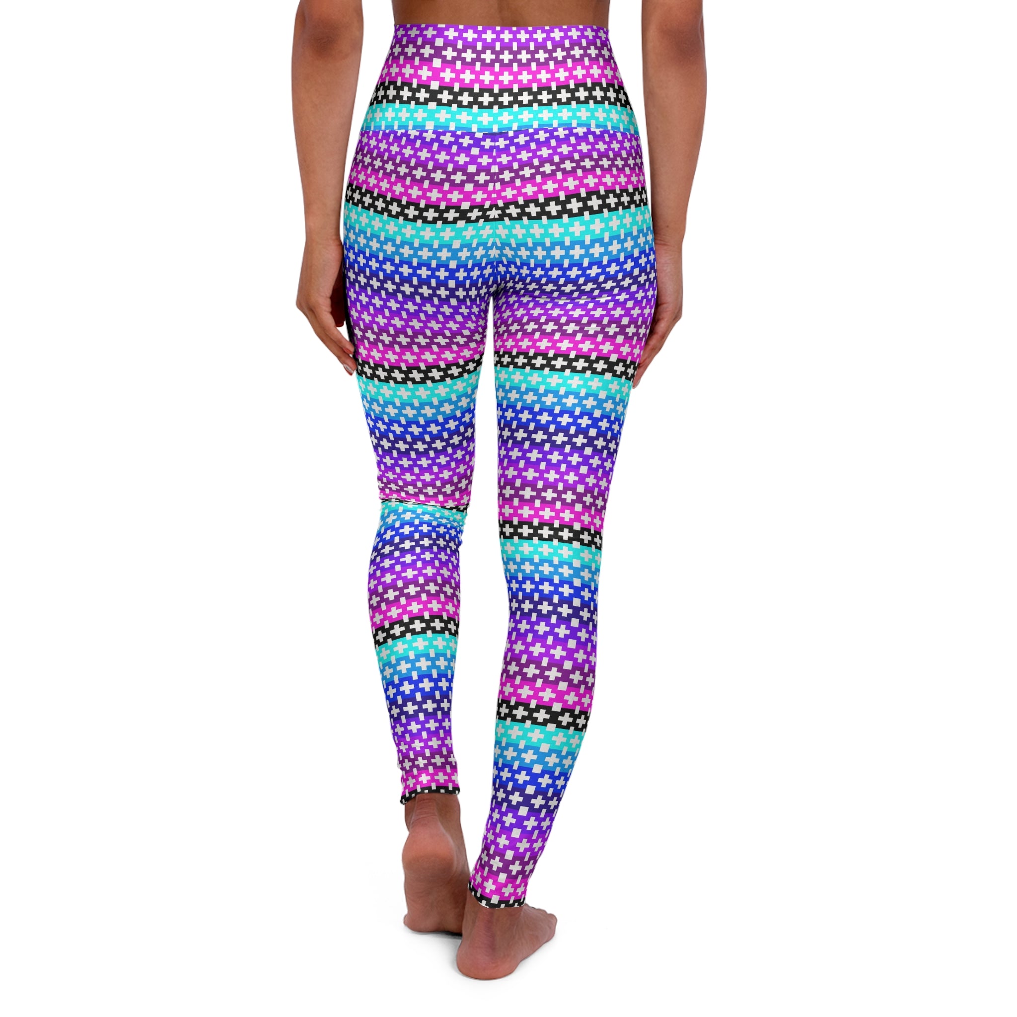 Vibrant High Waisted Yoga Leggings, Colorful Activewear, Exercise Leggings, Stylish Fitness Pants, Dance Workout Gear