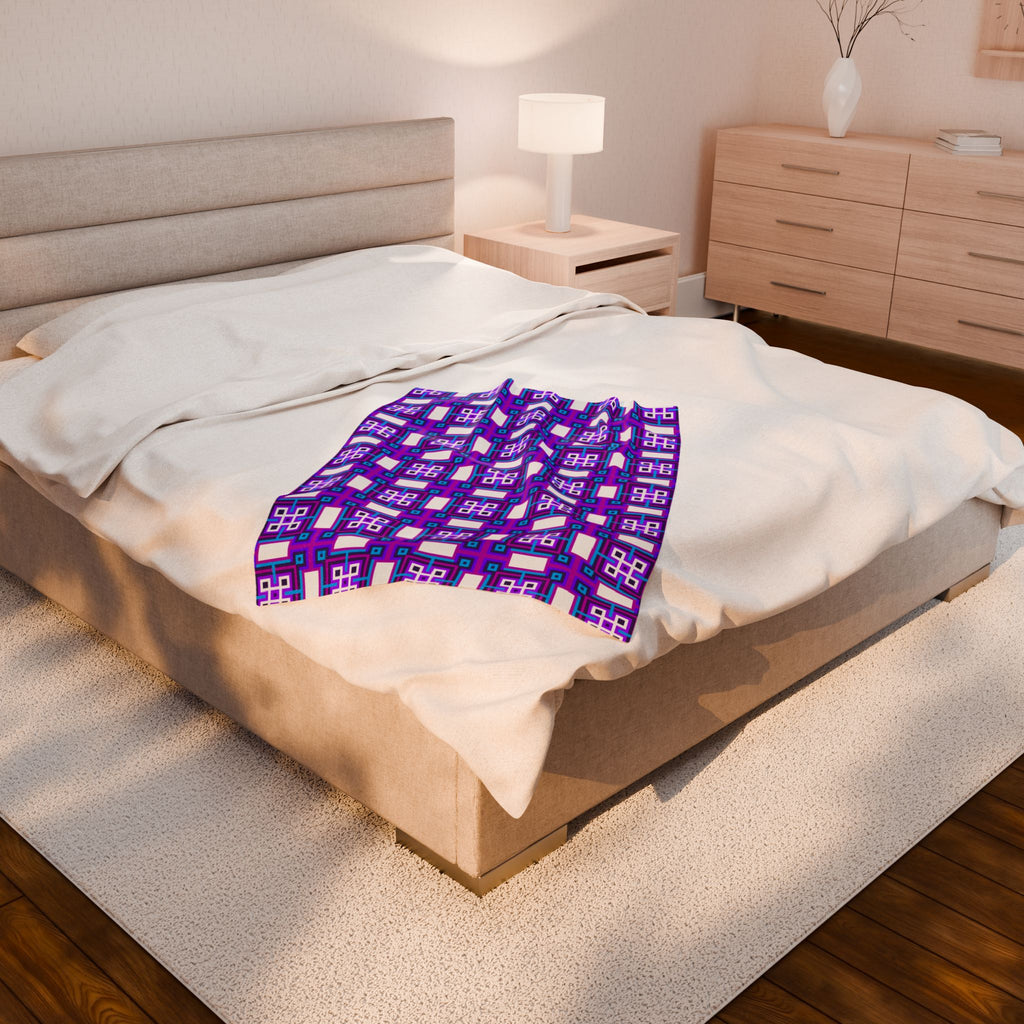 Vibrant Geometric Plush Blanket - Cozy Home Decor, Gift for Her, Unique Throw for Kids, Comfortable Lounge Accessory, Warm Soft Blanket