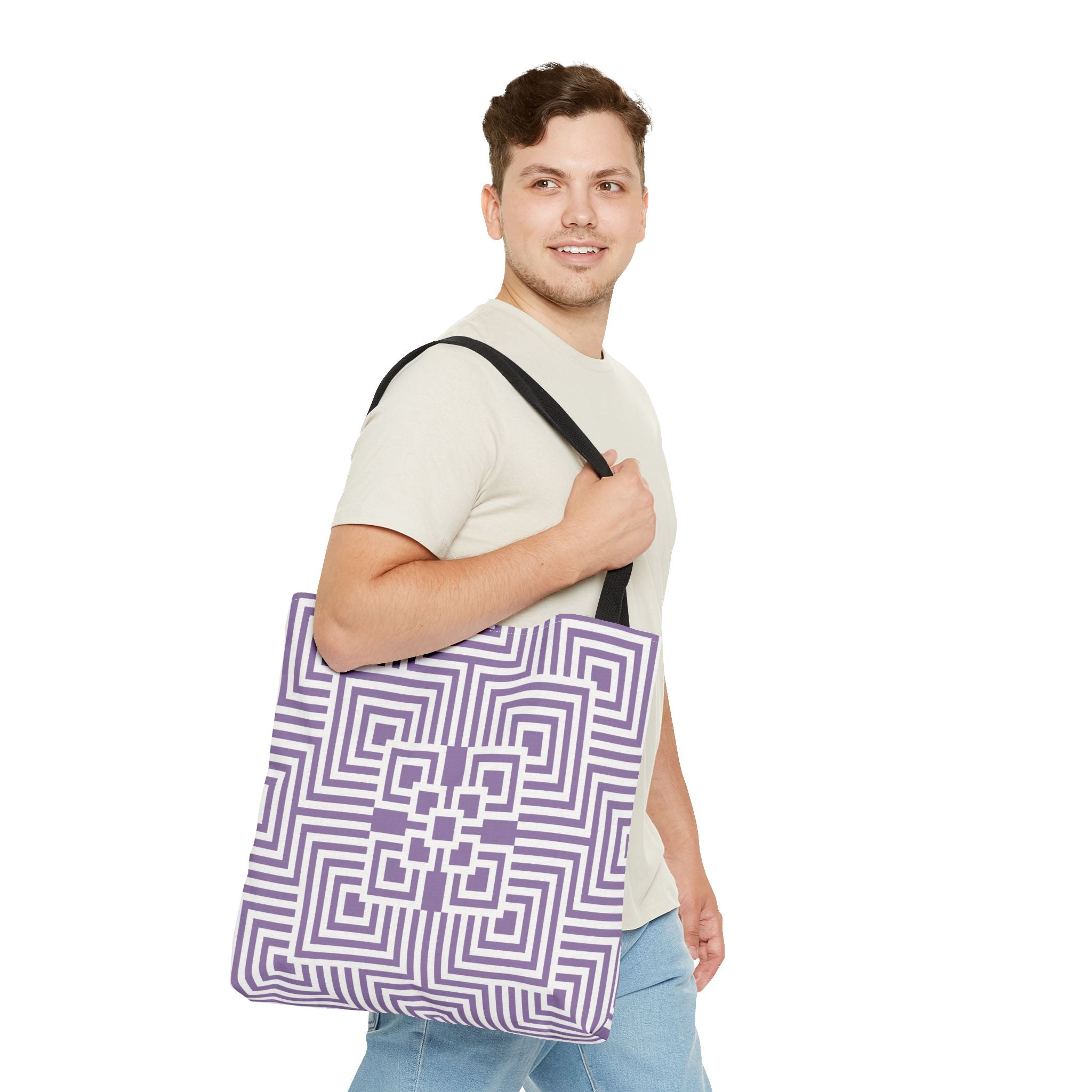 Geometric Pattern Tote Bag - Stylish Reusable Shopping Bag, Eco-Friendly Gift, Fashion Accessory, Purple Art Design, Everyday Use