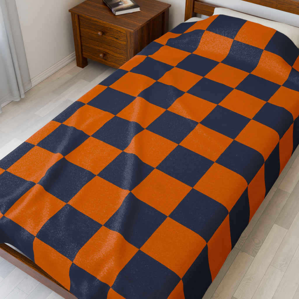Cozy Checkerboard Plush Blanket – Ideal Gift for Home, Warmth, Comfort, Fall Decor, Halloween, Sports Enthusiasts