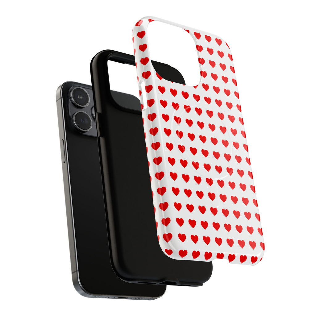 Heart Pattern Phone Case, Tough Magnetic Case, Cute Phone Cover, Valentine Gift, Stylish Accessory