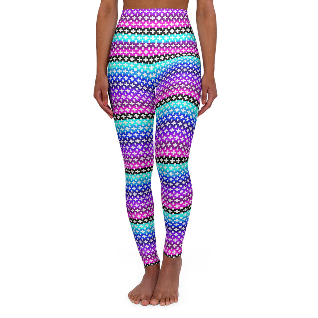 Vibrant High Waisted Yoga Leggings, Colorful Activewear, Exercise Leggings, Stylish Fitness Pants, Dance Workout Gear