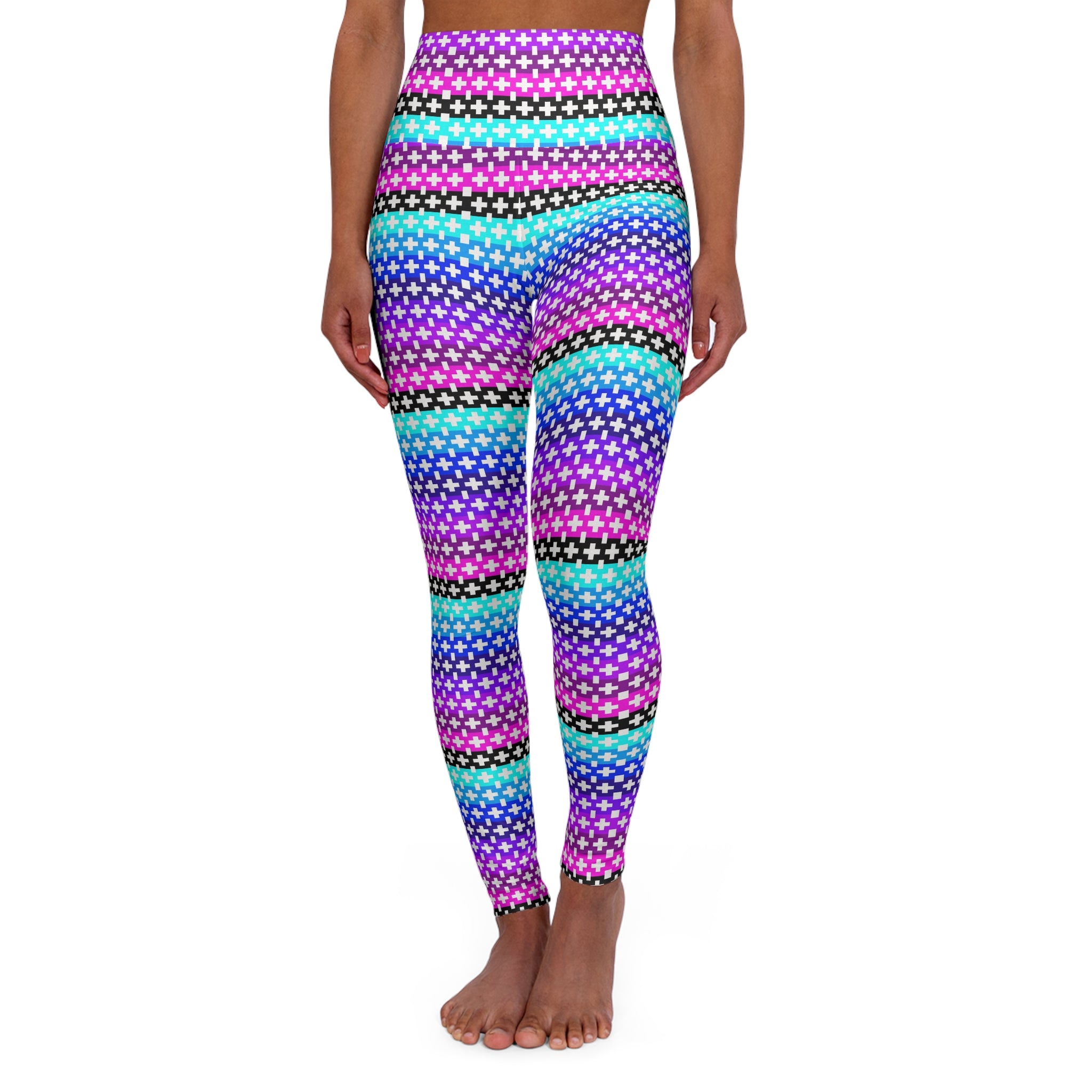 Vibrant High Waisted Yoga Leggings, Colorful Activewear, Exercise Leggings, Stylish Fitness Pants, Dance Workout Gear