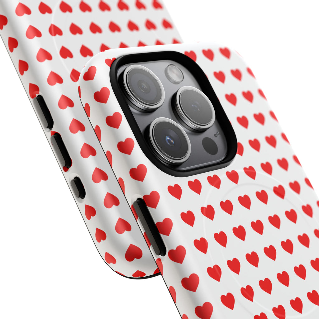 Heart Pattern Phone Case, Tough Magnetic Case, Cute Phone Cover, Valentine Gift, Stylish Accessory