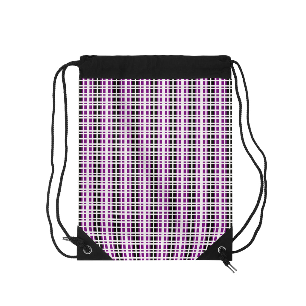Chic Pink Plaid Drawstring Bag - Stylish Gym Sack, Tote for Travel, School Backpack, Lightweight Storage, Gift for Her