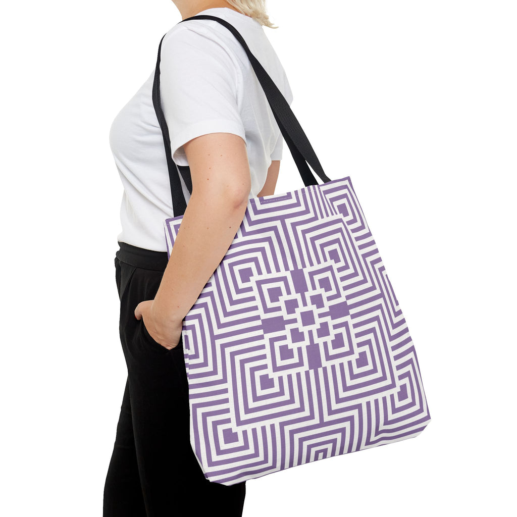 Geometric Pattern Tote Bag - Stylish Reusable Shopping Bag, Eco-Friendly Gift, Fashion Accessory, Purple Art Design, Everyday Use
