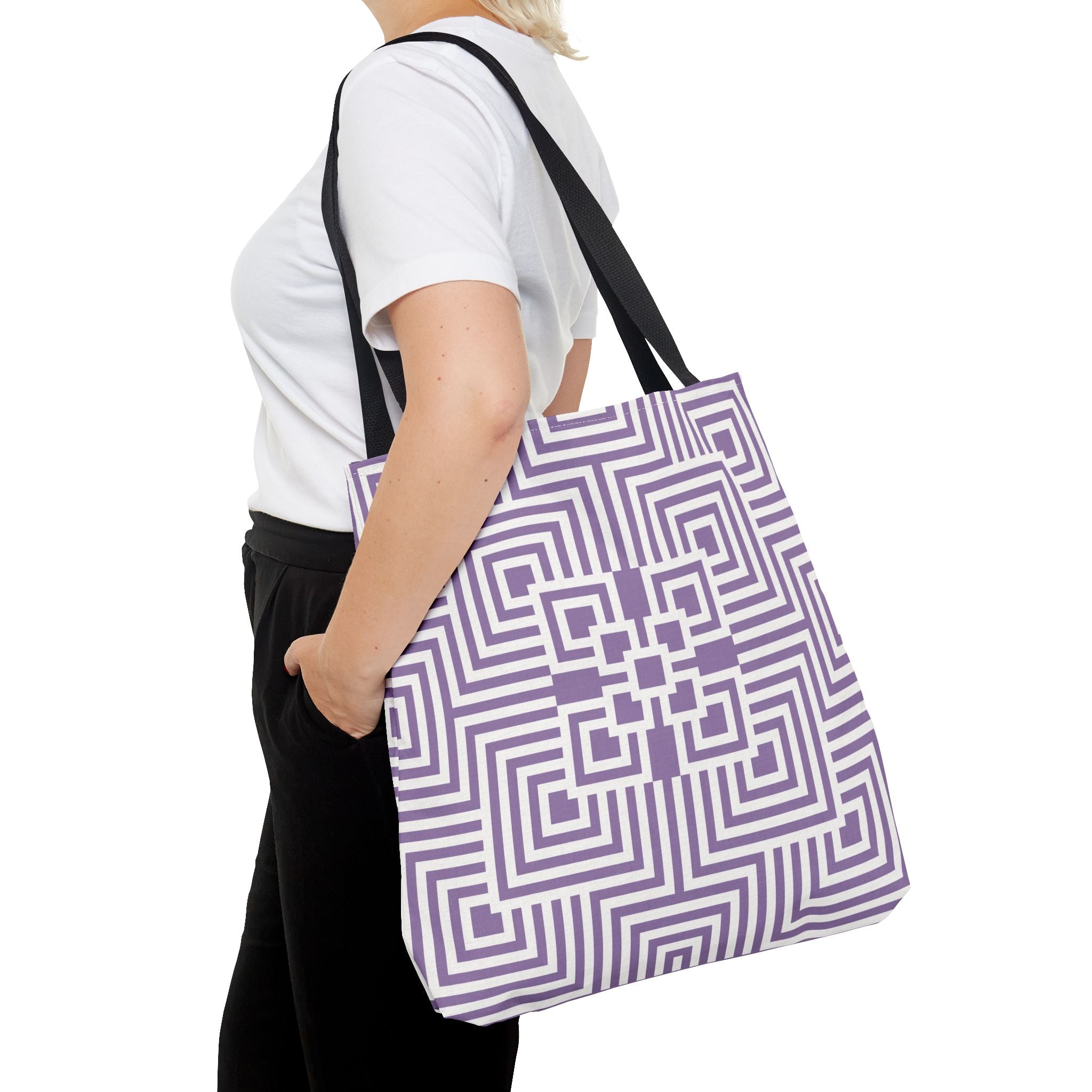 Geometric Pattern Tote Bag - Stylish Reusable Shopping Bag, Eco-Friendly Gift, Fashion Accessory, Purple Art Design, Everyday Use