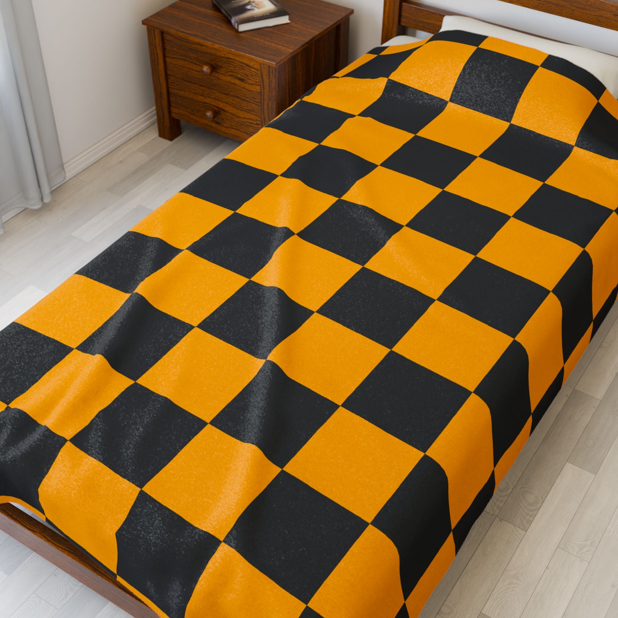 VCU Checkerboard Velveteen Plush Blanket, Cozy Sport Throw, Game Day Blanket, Graduation Gift, Unique Home Decor