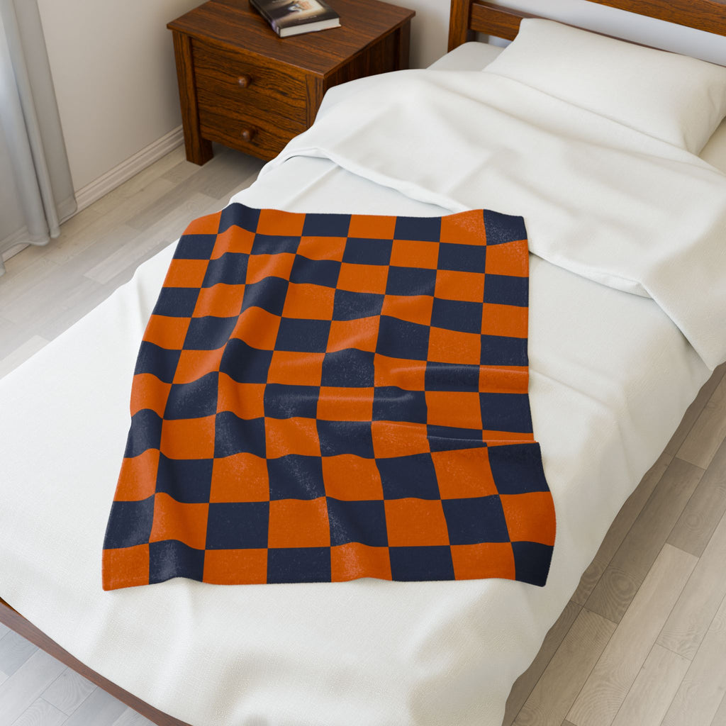 Cozy Checkerboard Plush Blanket – Ideal Gift for Home, Warmth, Comfort, Fall Decor, Halloween, Sports Enthusiasts