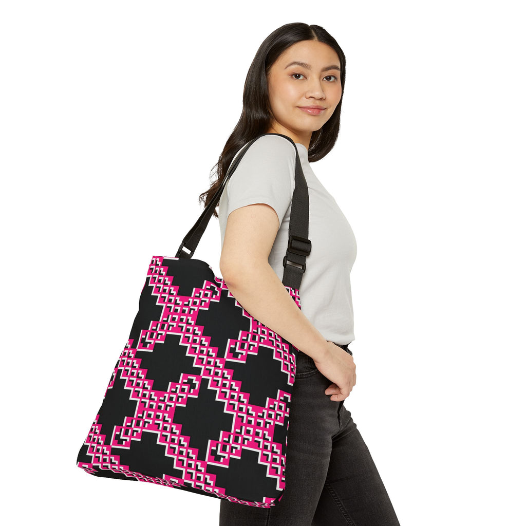 Trendy Adjustable Tote Bag with Pink Pattern | Stylish Reusable Bag for Everyday Use, Shopping, Travel, Gifts, Eco-Friendly