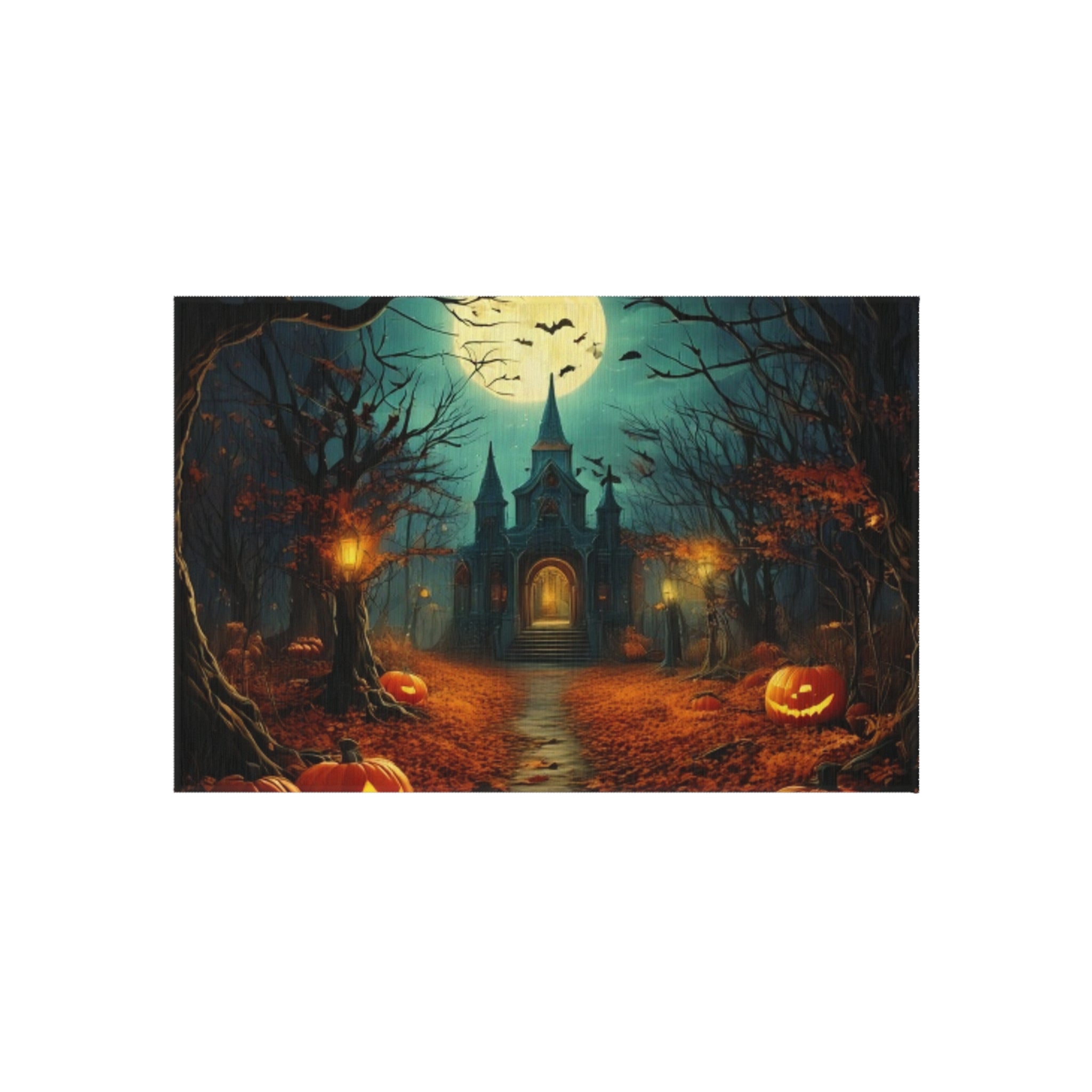 Halloween-Themed Outdoor Rug, Spooky Patio Decor, Fall Home Accents, Halloween Decoration, Front Porch Mat