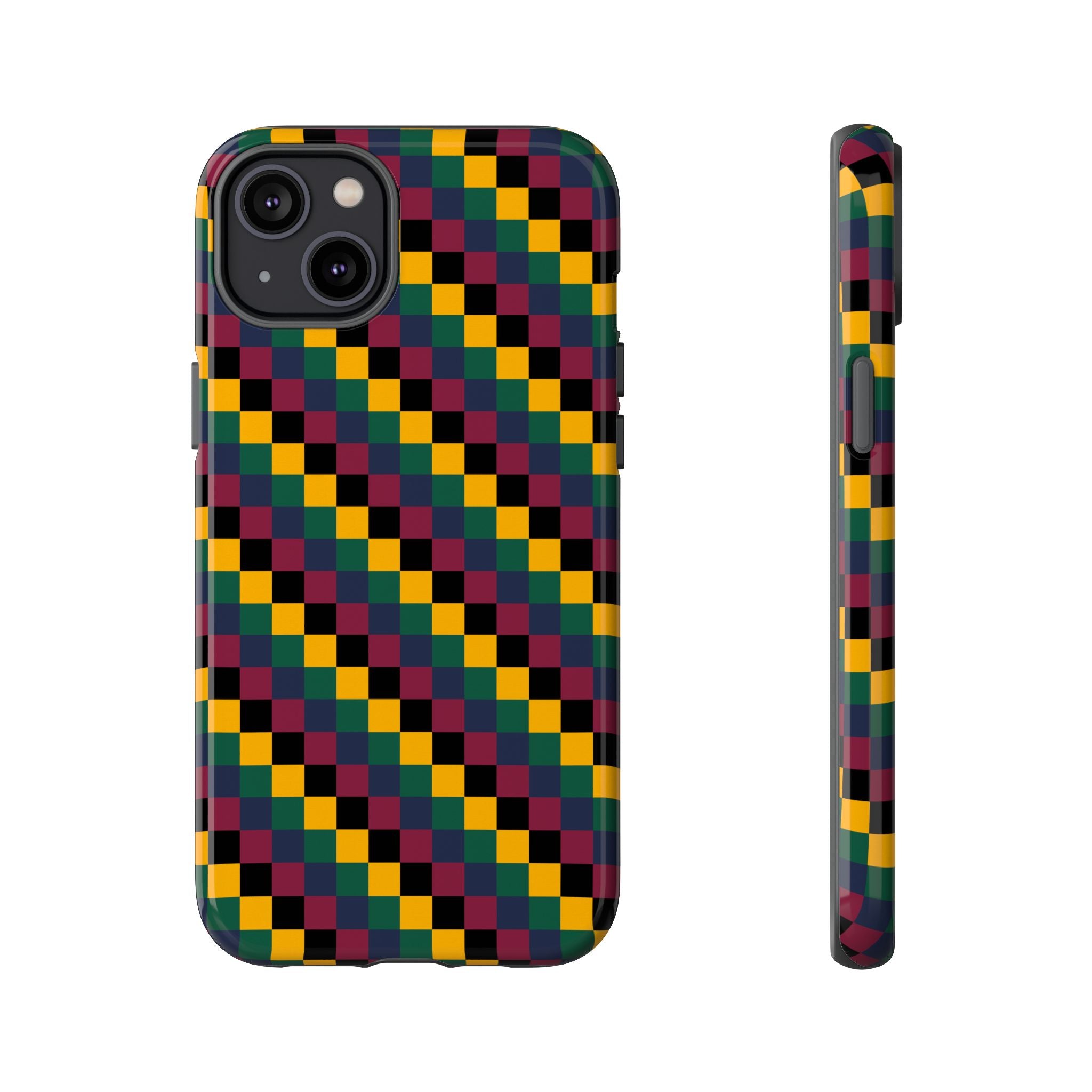 Colorful Checkered Phone Case, Tough Phone Cover, Unique Phone Accessory, Geometric Design, Gift for Tech Lovers, Stylish Protection