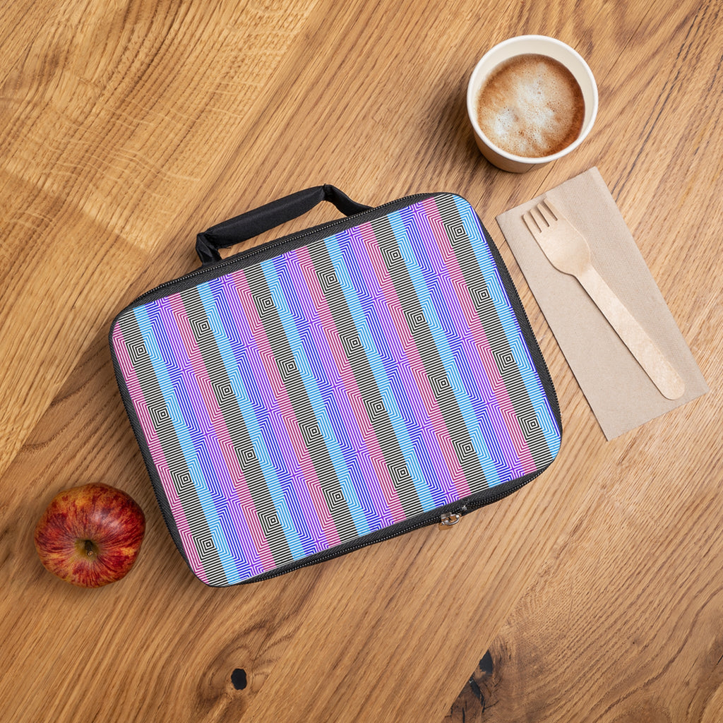 Vibrant Geometric Lunch Bag, Stylish Insulated Meal Container, Kids & Adults, School, Work, Picnic, Travel