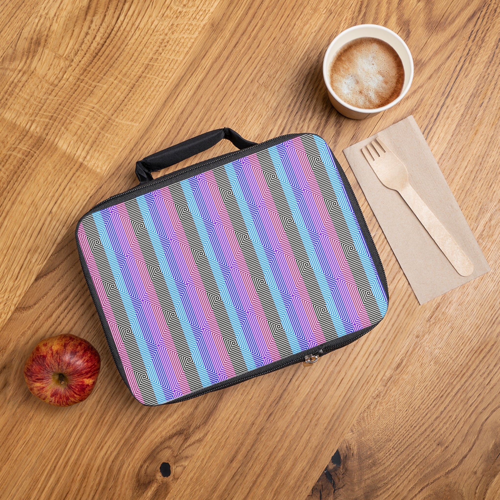 Vibrant Geometric Lunch Bag, Stylish Insulated Meal Container, Kids & Adults, School, Work, Picnic, Travel