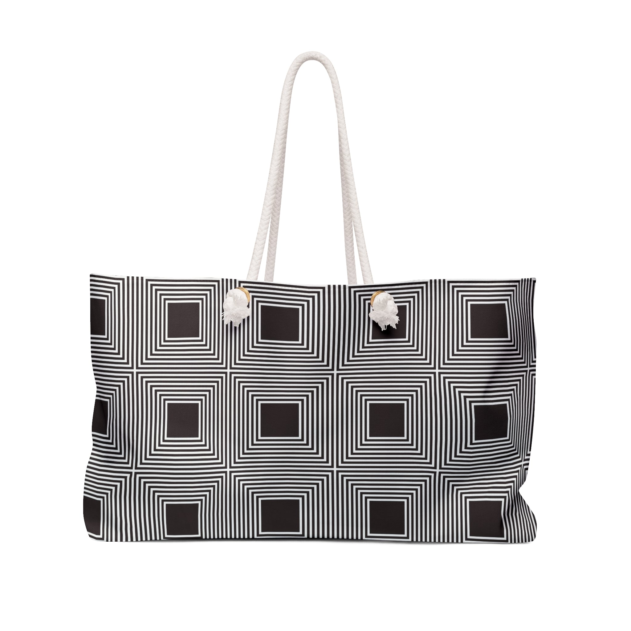 Chic Geometric Weekender Bag, Travel Tote, Black and White Pattern, Stylish Overnight Bag, Beach Accessory, Gift for Her