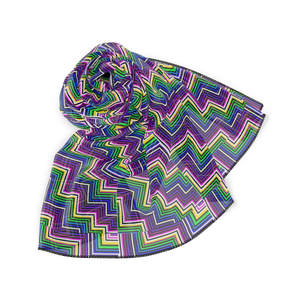 Trendy Zigzag Poly Scarf, Chic Fashion Accessory, Lightweight Wrap, Fall Winter Layering, Unique Gift for Her