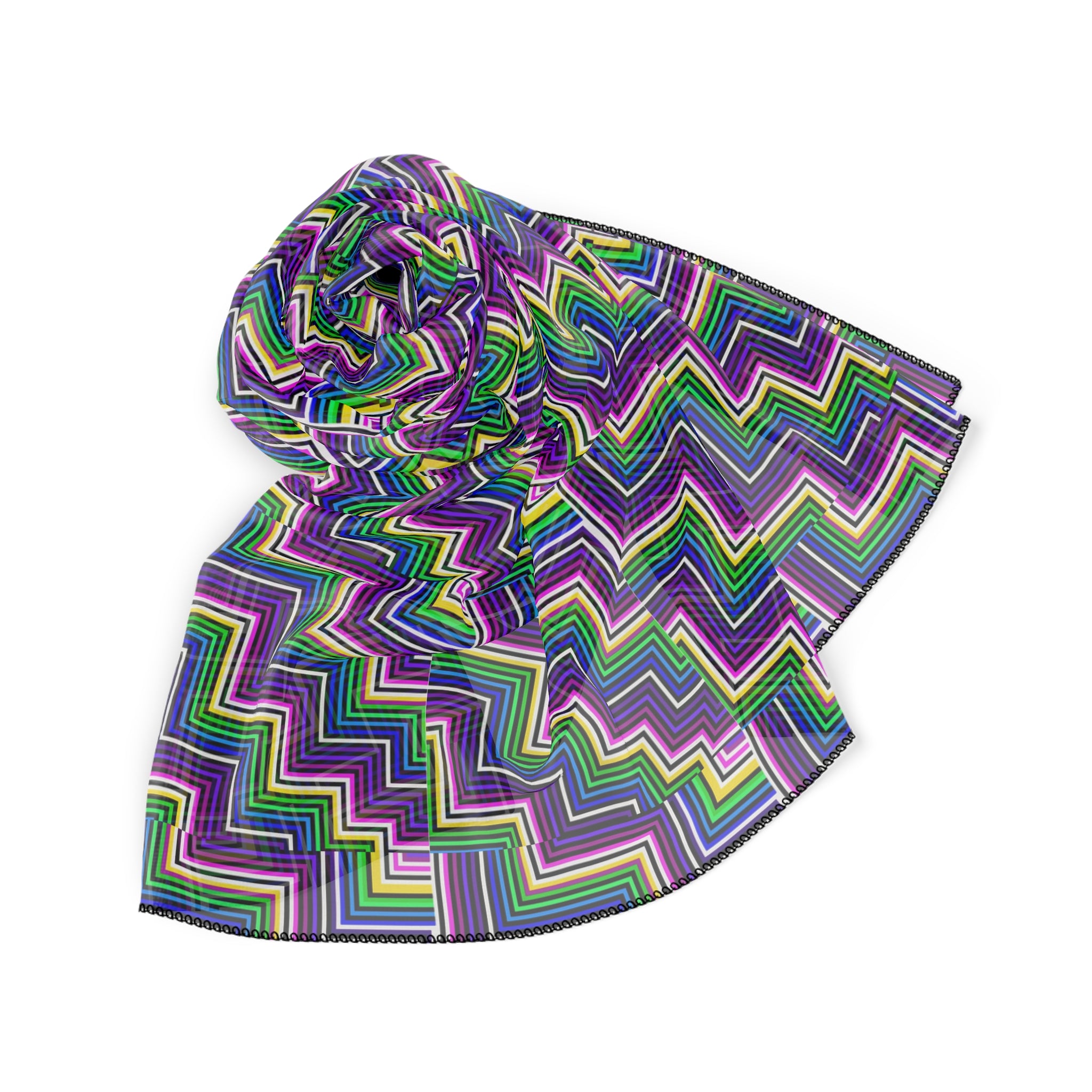 Trendy Zigzag Poly Scarf, Chic Fashion Accessory, Lightweight Wrap, Fall Winter Layering, Unique Gift for Her