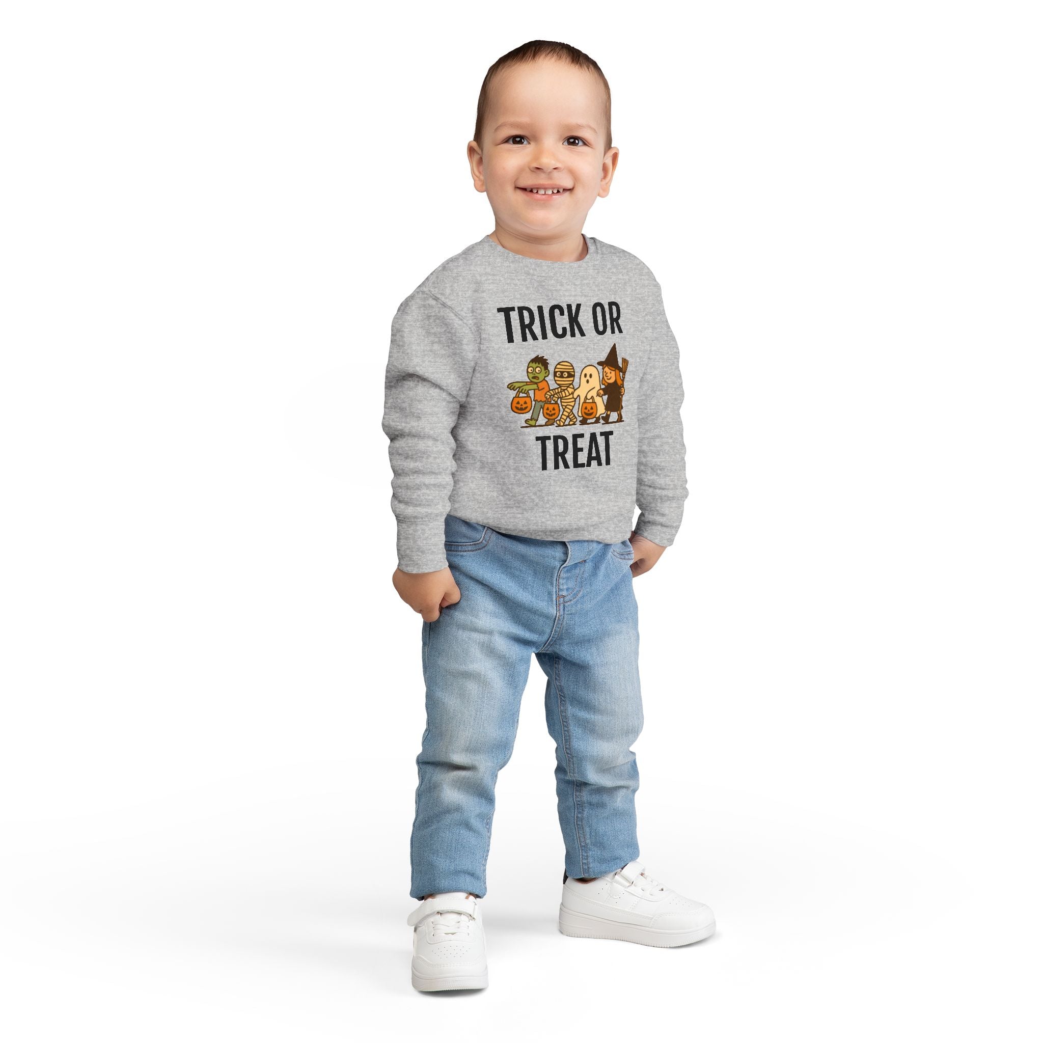 Toddler Halloween Sweatshirt, Trick or Treat Kids Pullover, Cute Funny Sweatshirt for Halloween, Toddler Costume, Fall Celebration Wear