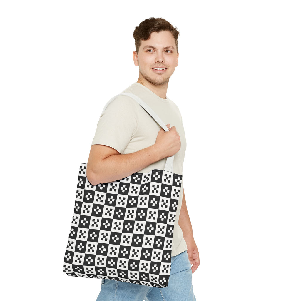 Stylish Checkerboard Tote Bag, Reusable Shopping Tote, Black and White Fashion Bag, Gift for Her, Eco-Friendly Bag, Beach Tote