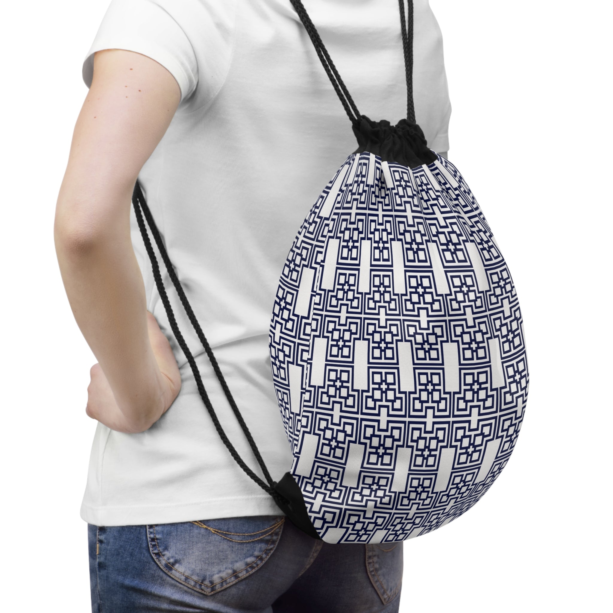 Stylish Geometric Drawstring Bag – Perfect for Gym, School, Travel, Gifts, and Daily Use