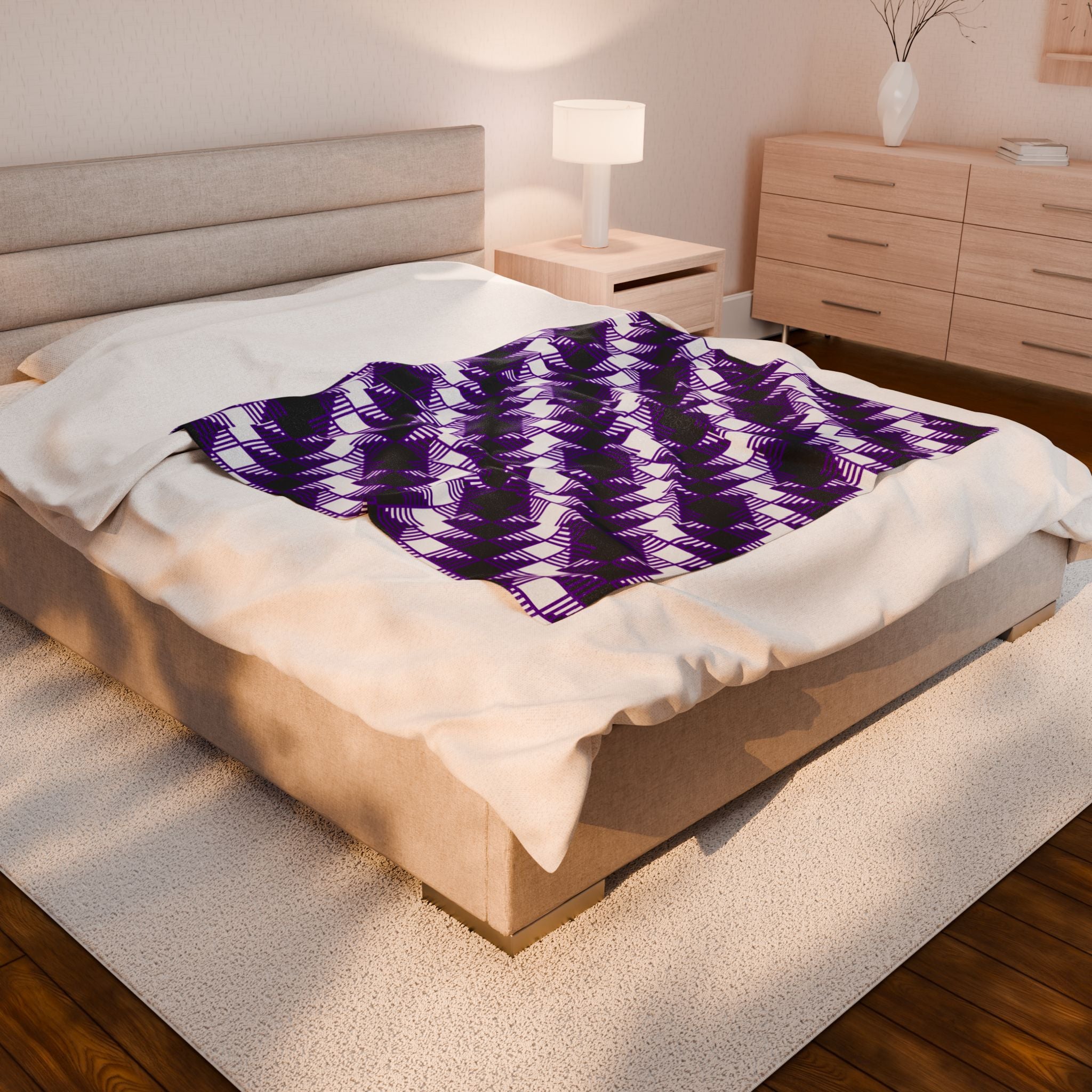 Cozy Abstract Pattern Velveteen Plush Blanket, Home Decor Throw, Warm Bedding, Gift for Her, Unique Layering Piece