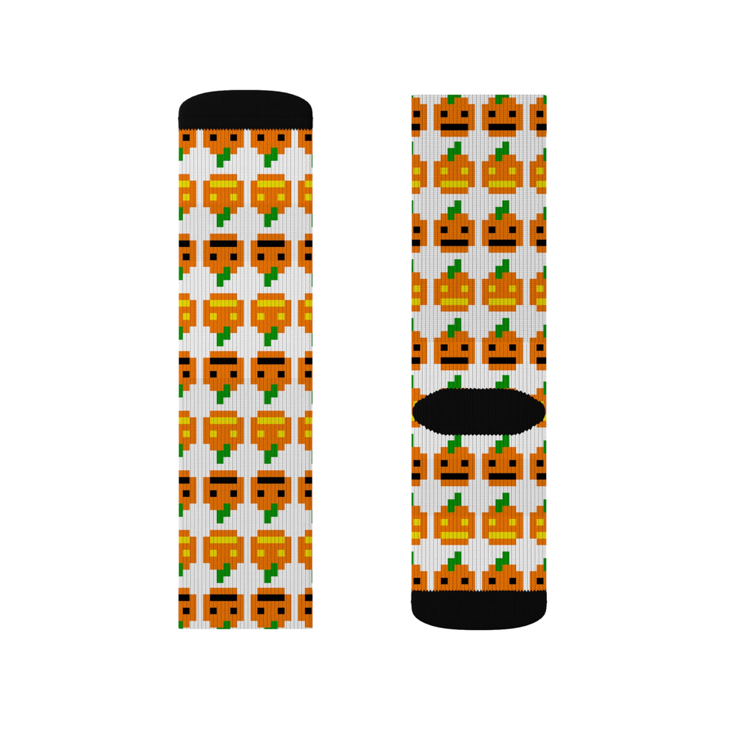 Festive Pumpkin Pattern Socks, Fun Fall Fashion, Gift for Halloween, Cozy Autumn Wear, Sublimation Design Socks