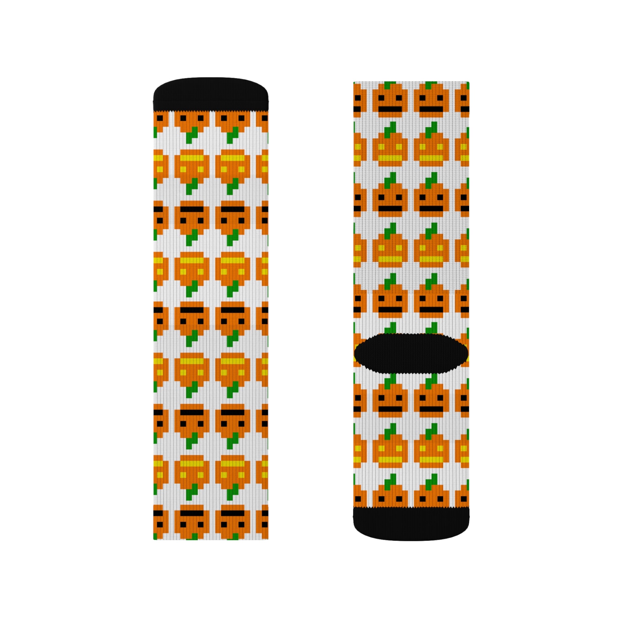 Festive Pumpkin Pattern Socks, Fun Fall Fashion, Gift for Halloween, Cozy Autumn Wear, Sublimation Design Socks