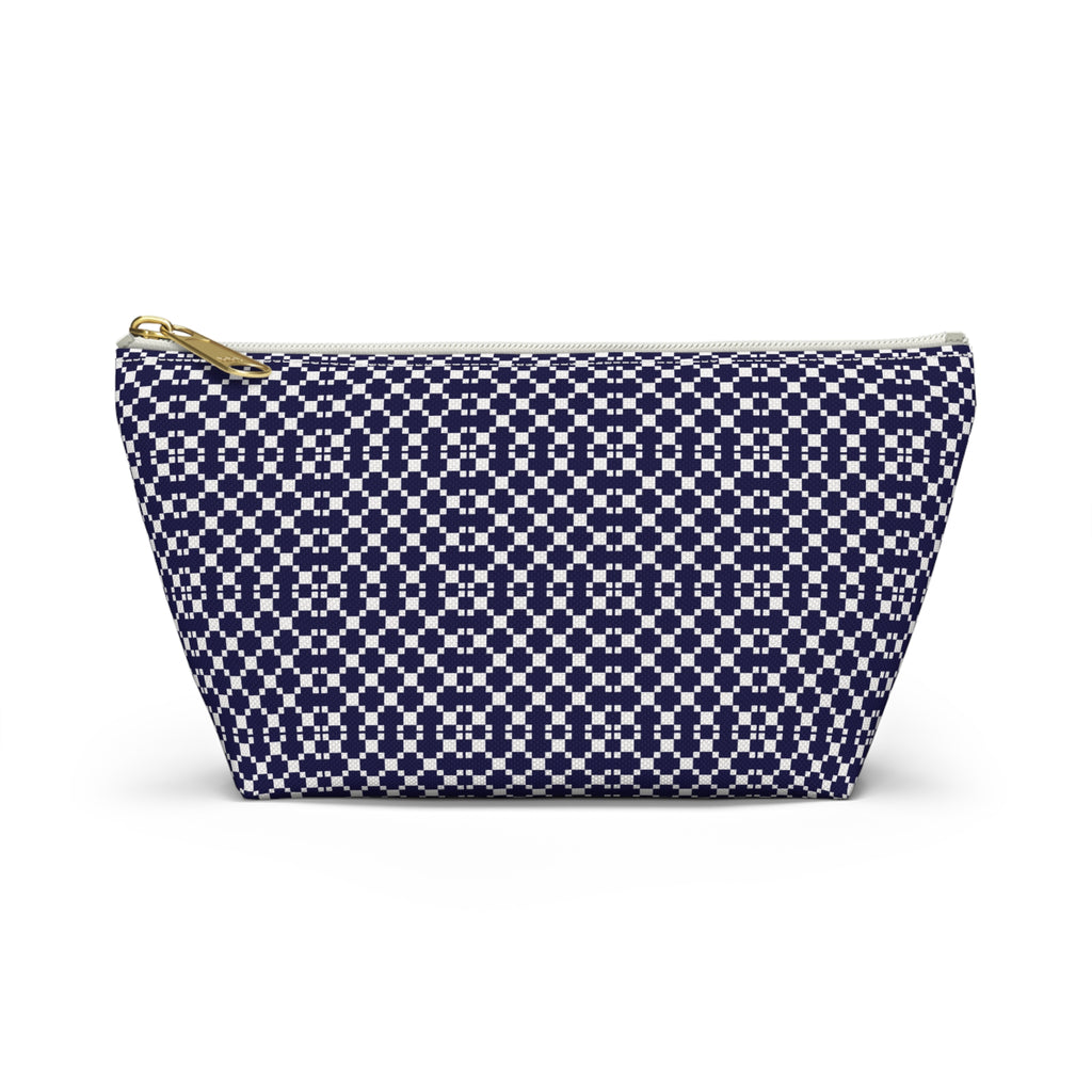 Navy Patterned Accessory Pouch, Makeup Bag, Toiletry Organizer, Gift for Her, Travel Essentials, Stylish Storage