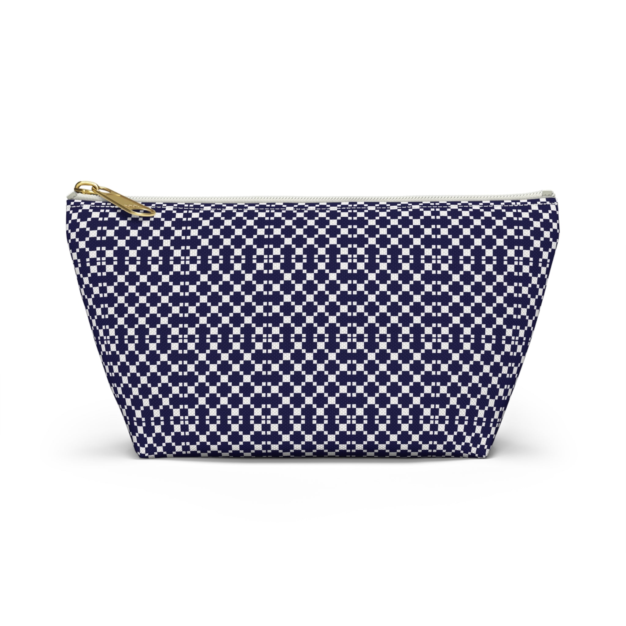 Navy Patterned Accessory Pouch, Makeup Bag, Toiletry Organizer, Gift for Her, Travel Essentials, Stylish Storage