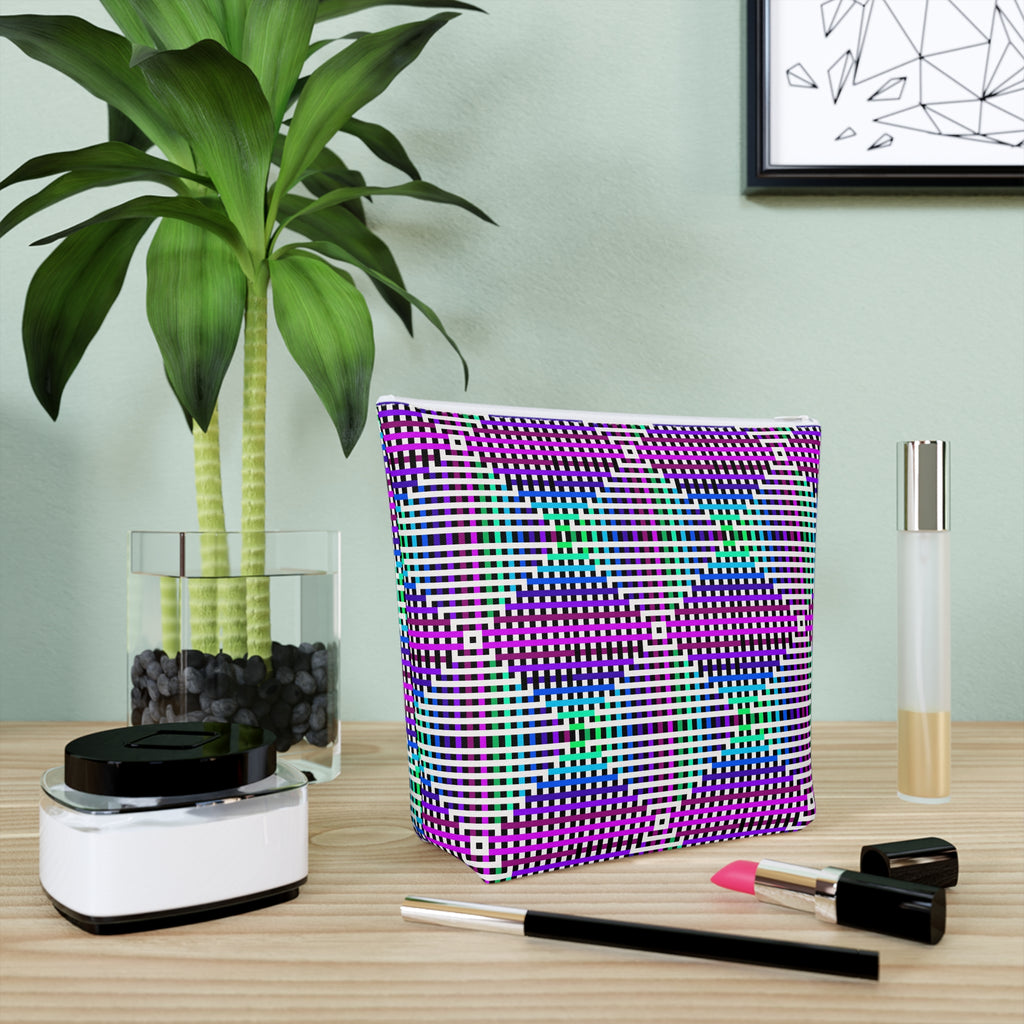 Vibrant Geometric Cosmetic Bag | Makeup Organizer, Travel Bag, Gift for Her, Toiletry Pouch, Purple Pattern