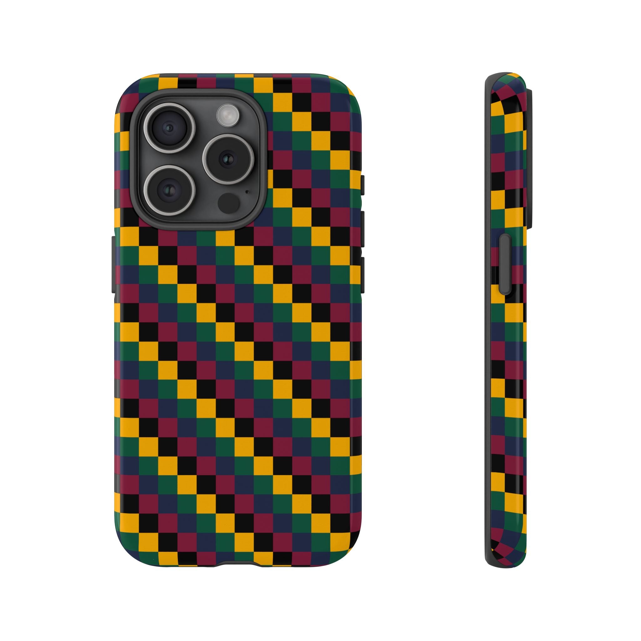 Colorful Checkered Phone Case, Tough Phone Cover, Unique Phone Accessory, Geometric Design, Gift for Tech Lovers, Stylish Protection