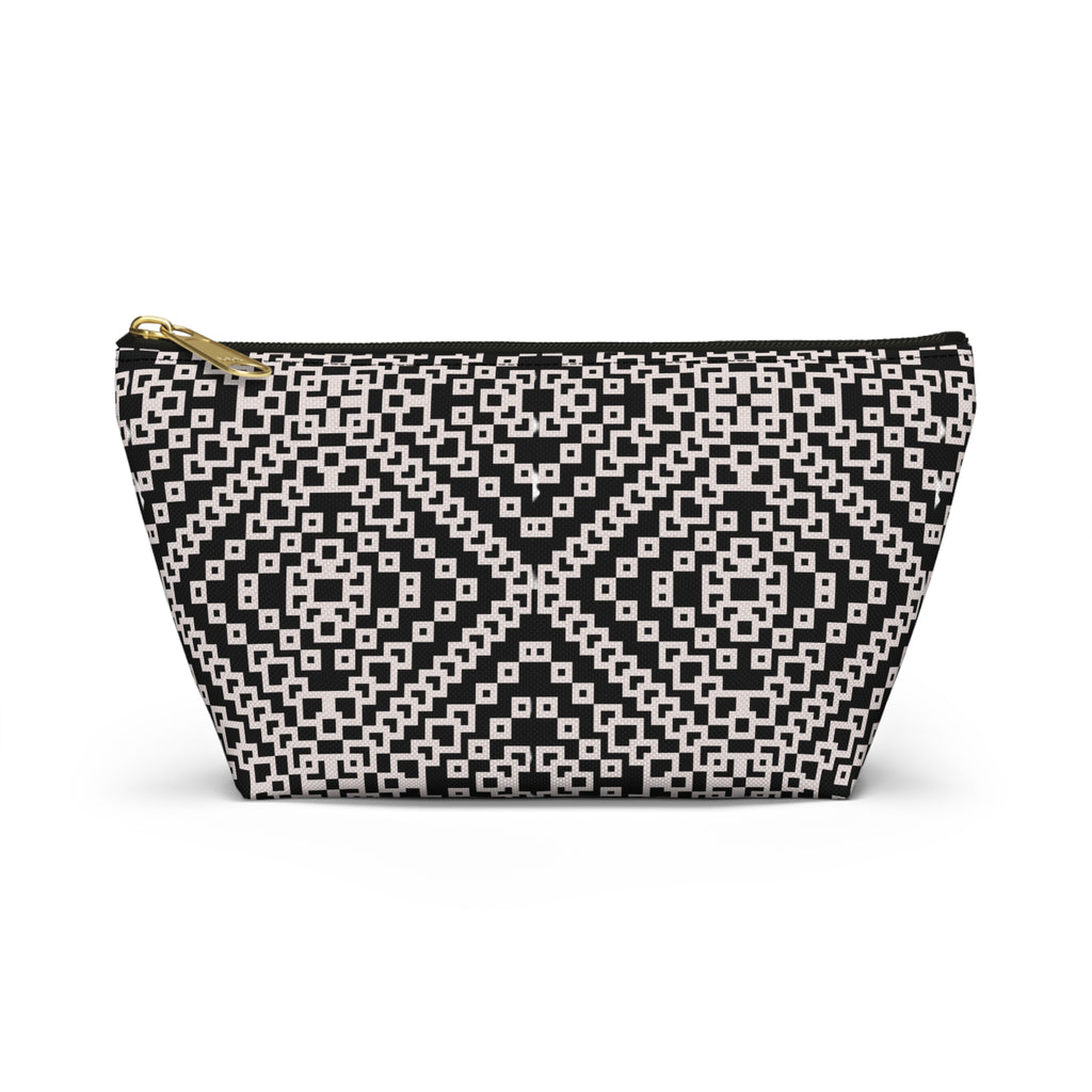 Stylish Geometric Accessory Pouch | Makeup Bag, Travel Organizer, Gift for Her, Chic Storage, Black and White Clutch