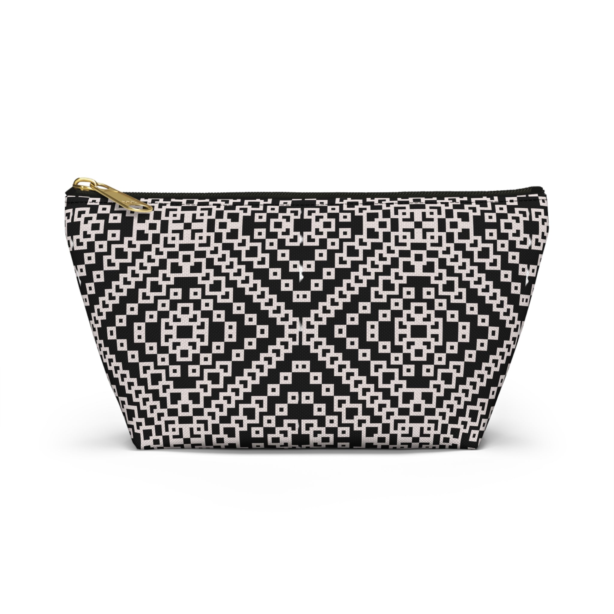 Stylish Geometric Accessory Pouch | Makeup Bag, Travel Organizer, Gift for Her, Chic Storage, Black and White Clutch