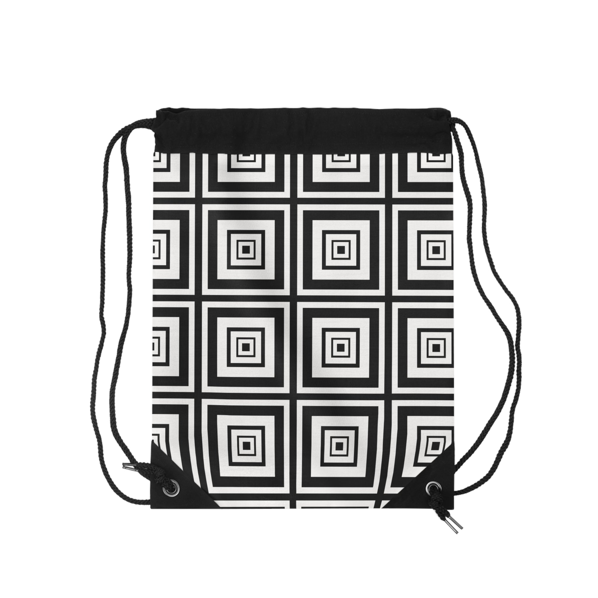 Geometric Pattern Drawstring Bag, Stylish Gym Sack, Black and White Sport Bag, Minimalist Backpack, Perfect for School and Travel
