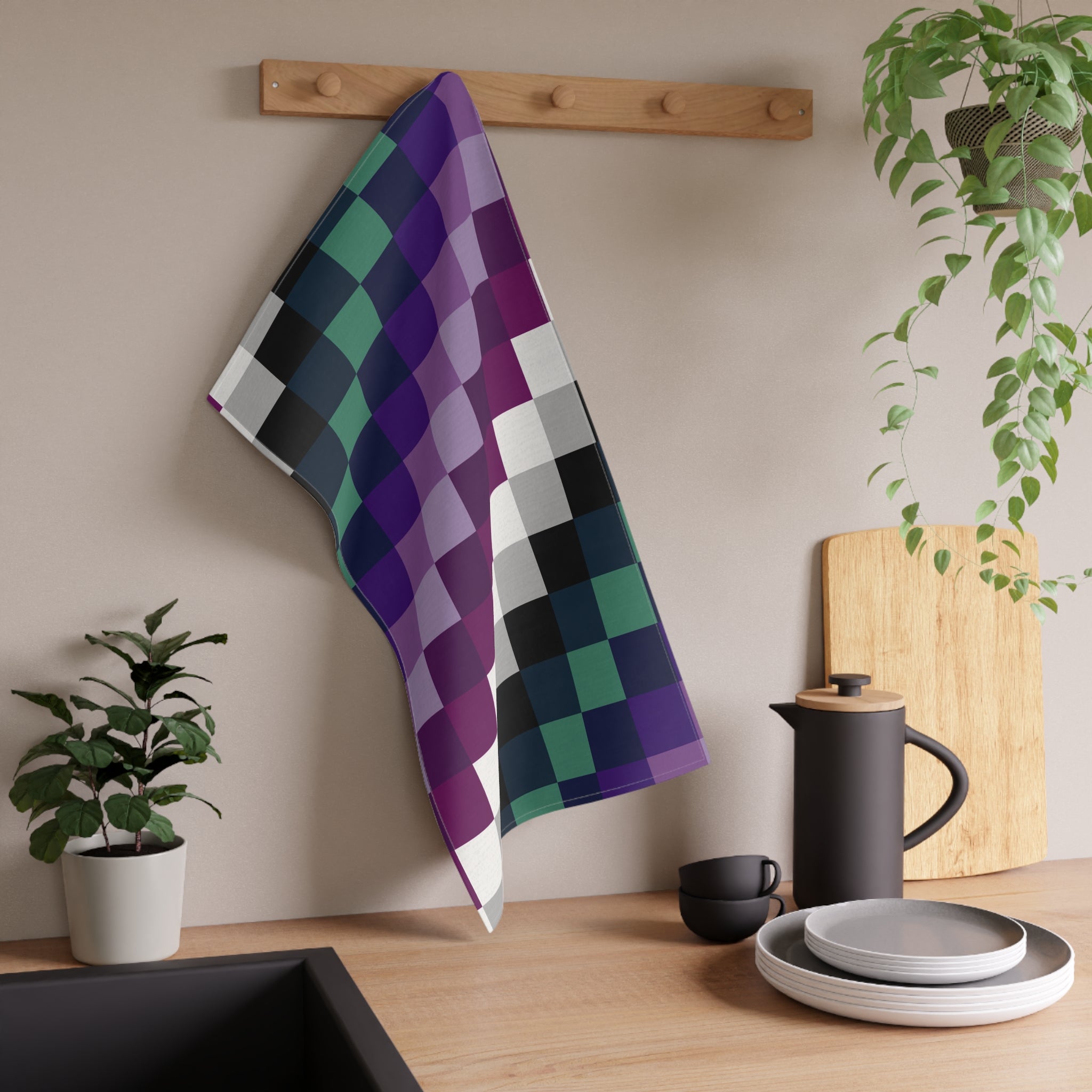 Chic Gradient Tea Towels, Modern Kitchen Decor, Colorful Dish Towels, Purple and Teal Kitchen Towels, Stylish Home Accessories
