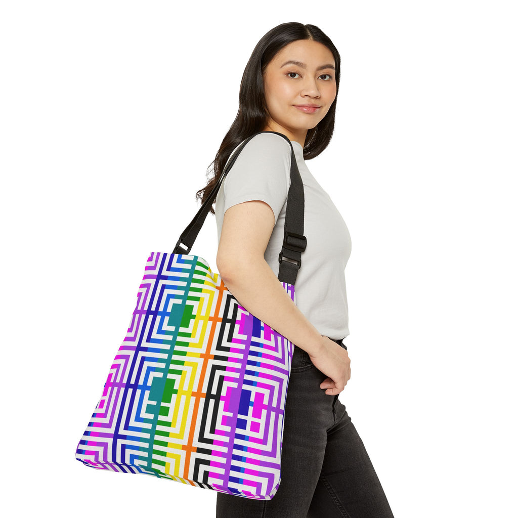 Vibrant Adjustable Tote Bag - Geometric Pattern, Perfect for Shopping, Travel, Beach, or Everyday Use, Unique Gift Idea