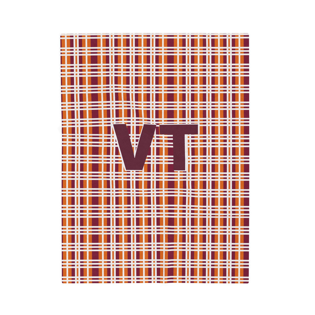 VT Monogram Velveteen Plush Blanket, Cozy Throw for Home, Personalized Gift for Graduates, Snuggle Up for Winter
