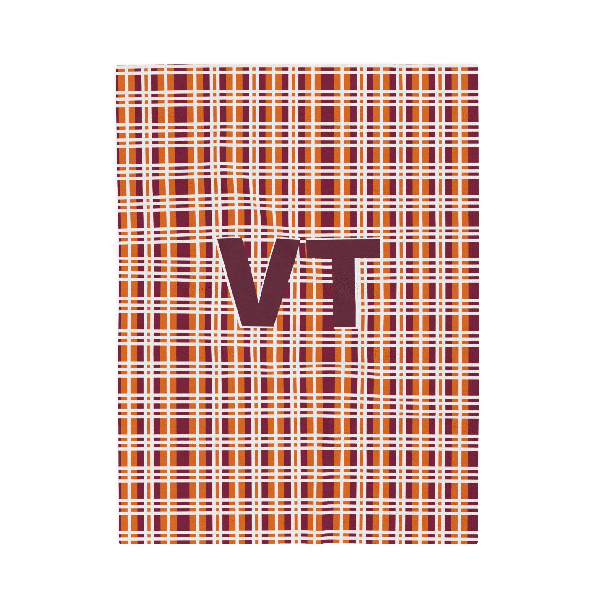 VT Monogram Velveteen Plush Blanket, Cozy Throw for Home, Personalized Gift for Graduates, Snuggle Up for Winter