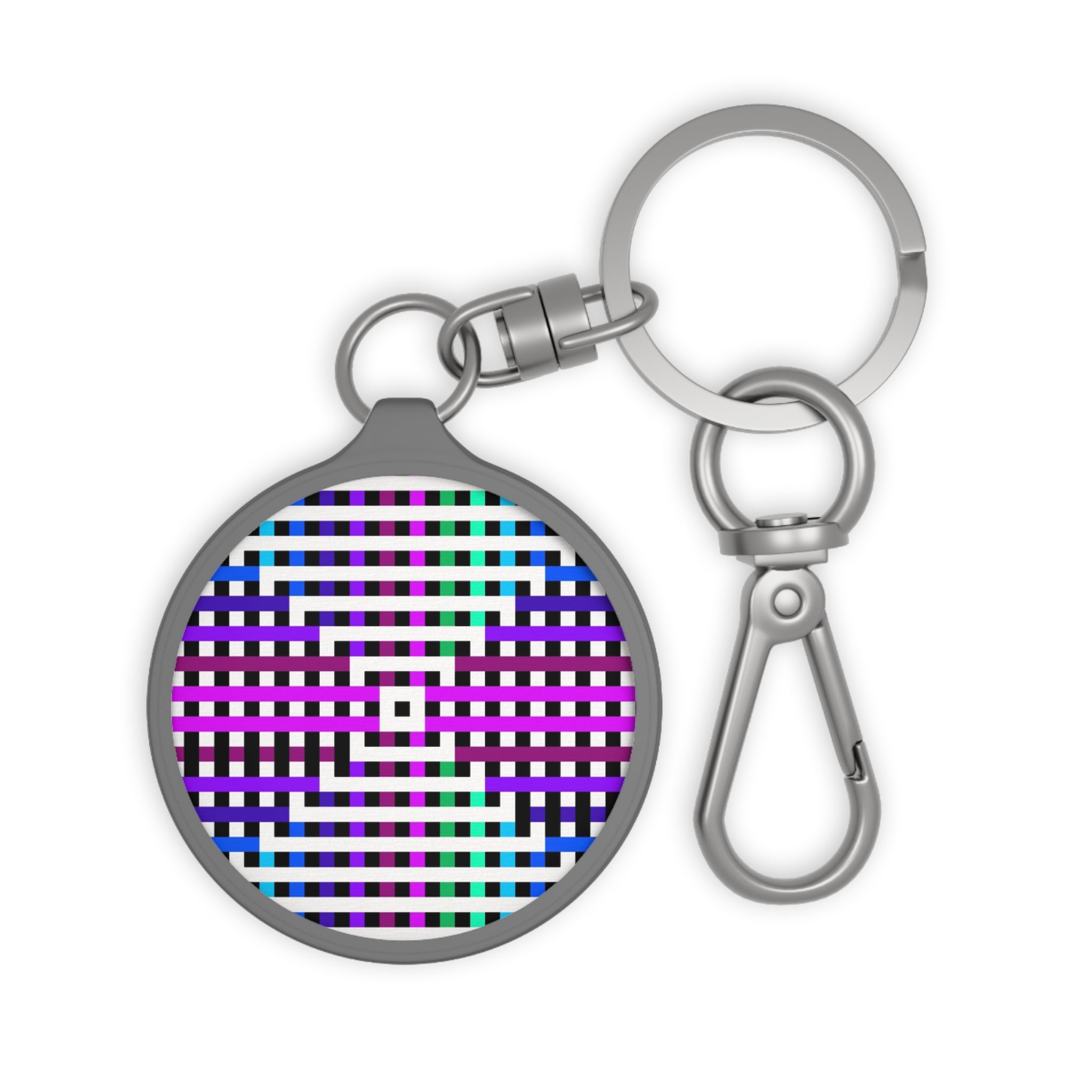 Colorful Geometric Keyring Tag, Unique Keychain Gift, Personalized Key Holder, Vibrant Accessory, Trendy Bag Charm