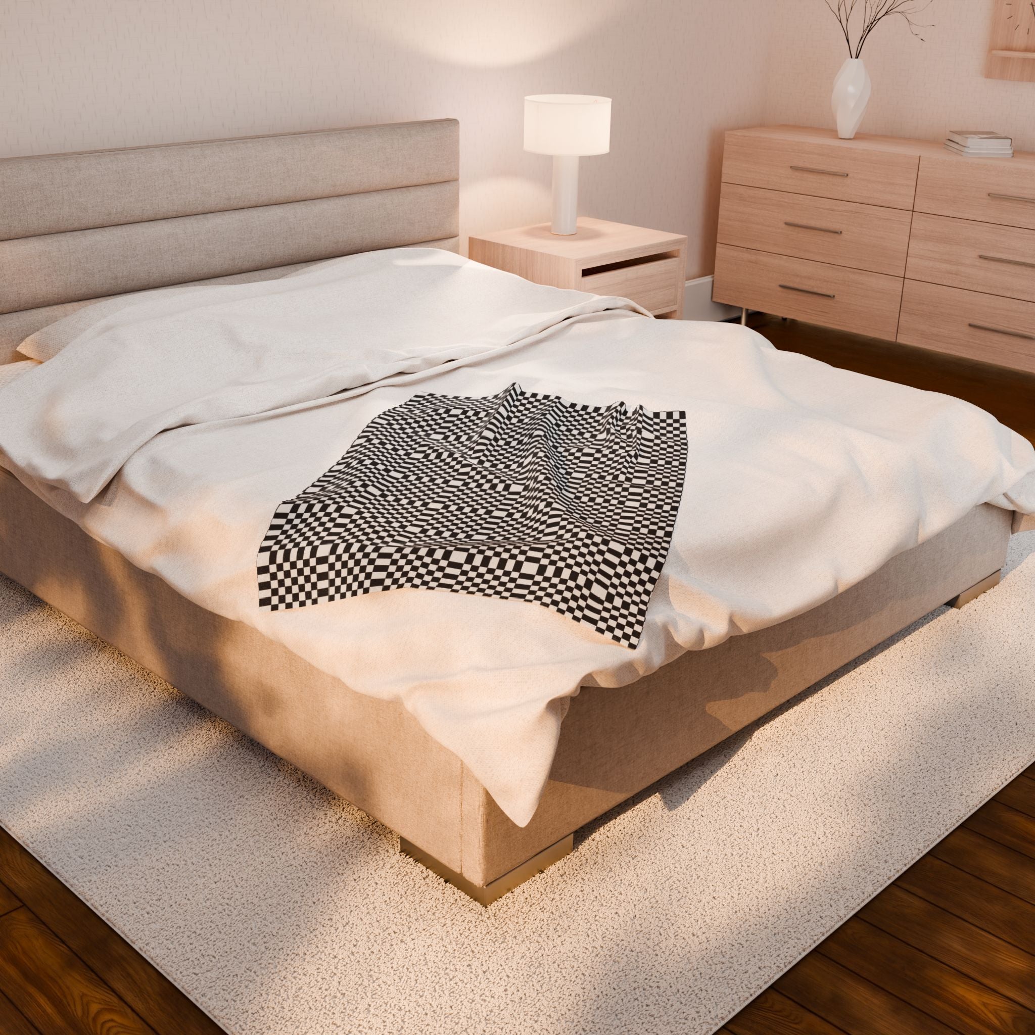 Cozy Checkerboard Velveteen Plush Blanket | Soft Throw for Home Decor, Gift for Wedding, Holiday, Kids, Living Room