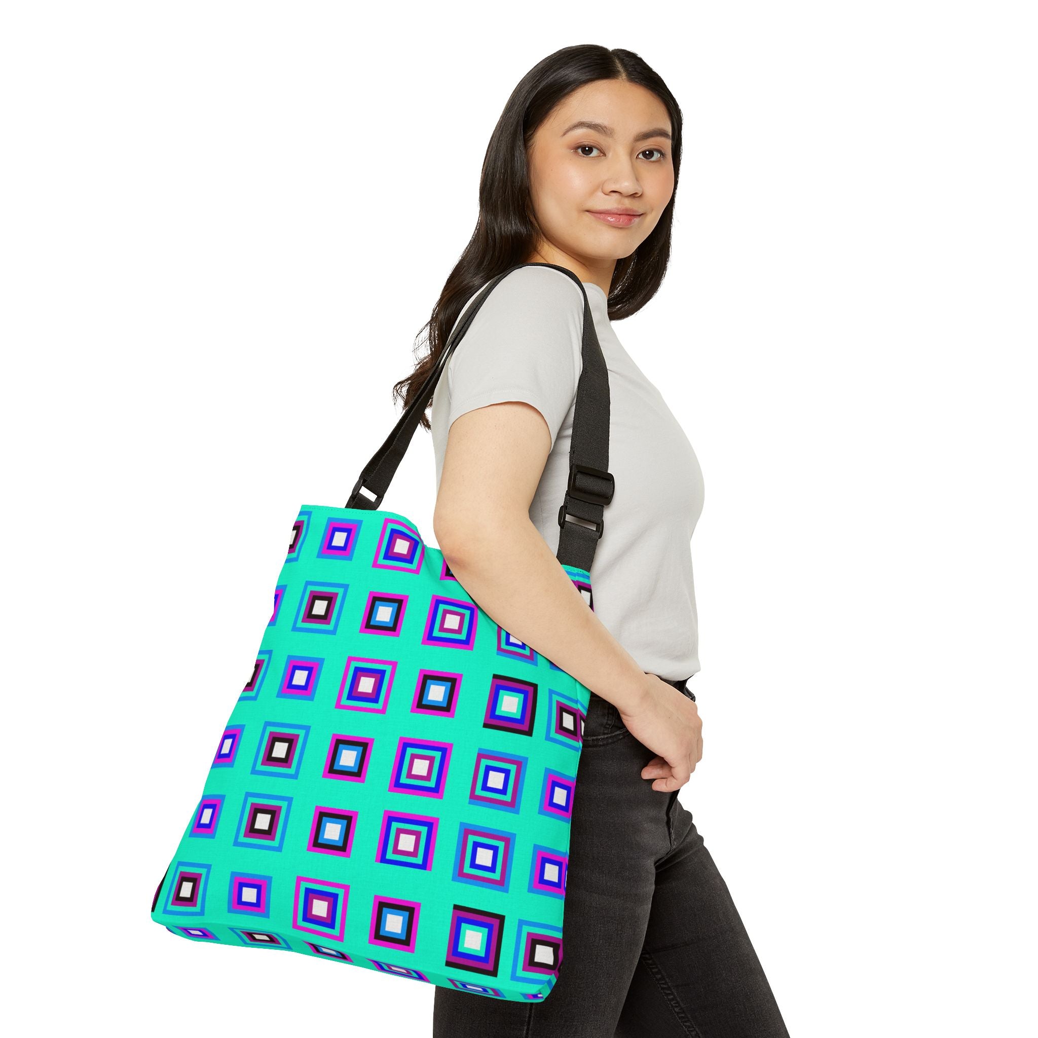 Vibrant Geometric Adjustable Tote Bag for Everyday Use, Shopping, Beach, Gym, Travel, Gift