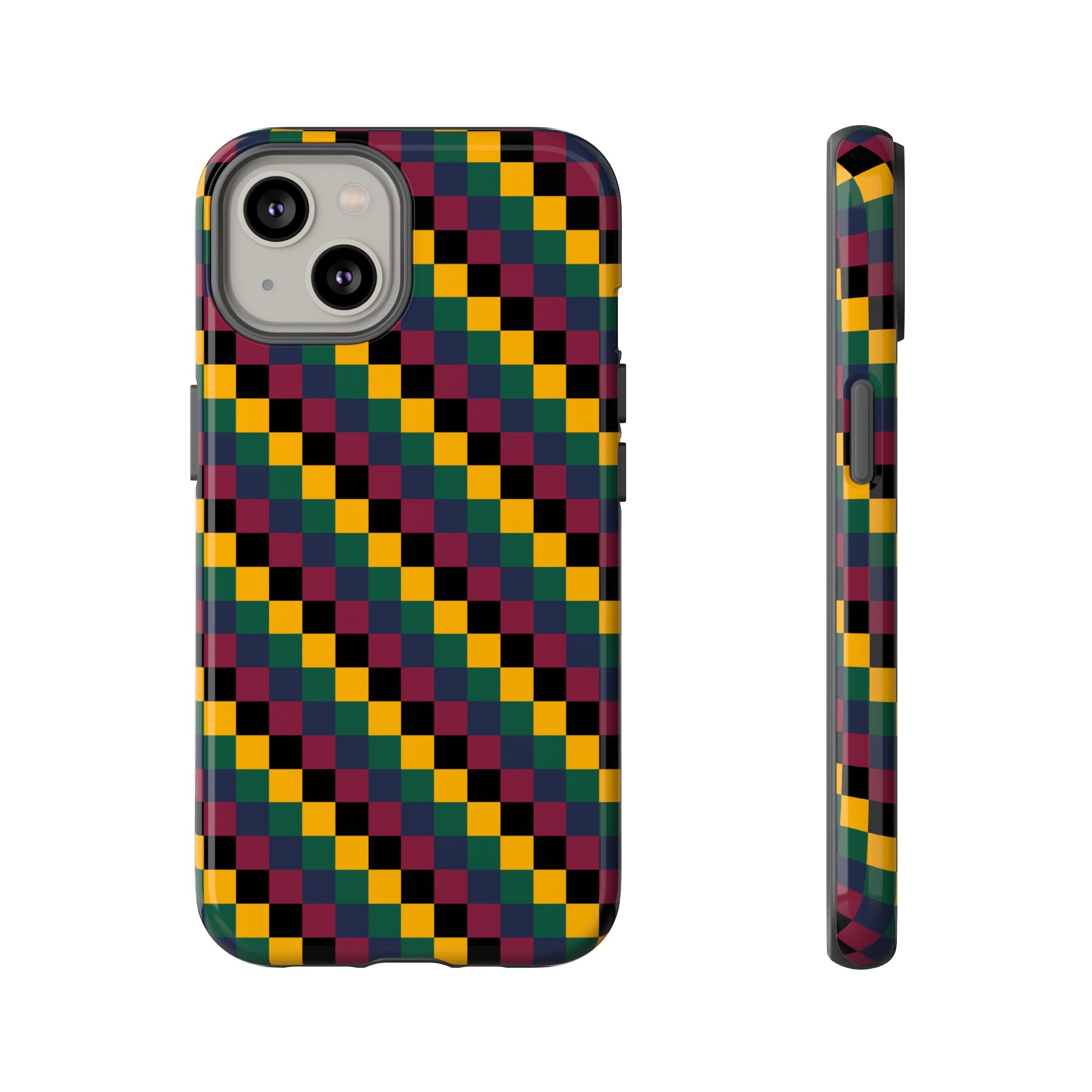 Colorful Checkered Phone Case, Tough Phone Cover, Unique Phone Accessory, Geometric Design, Gift for Tech Lovers, Stylish Protection