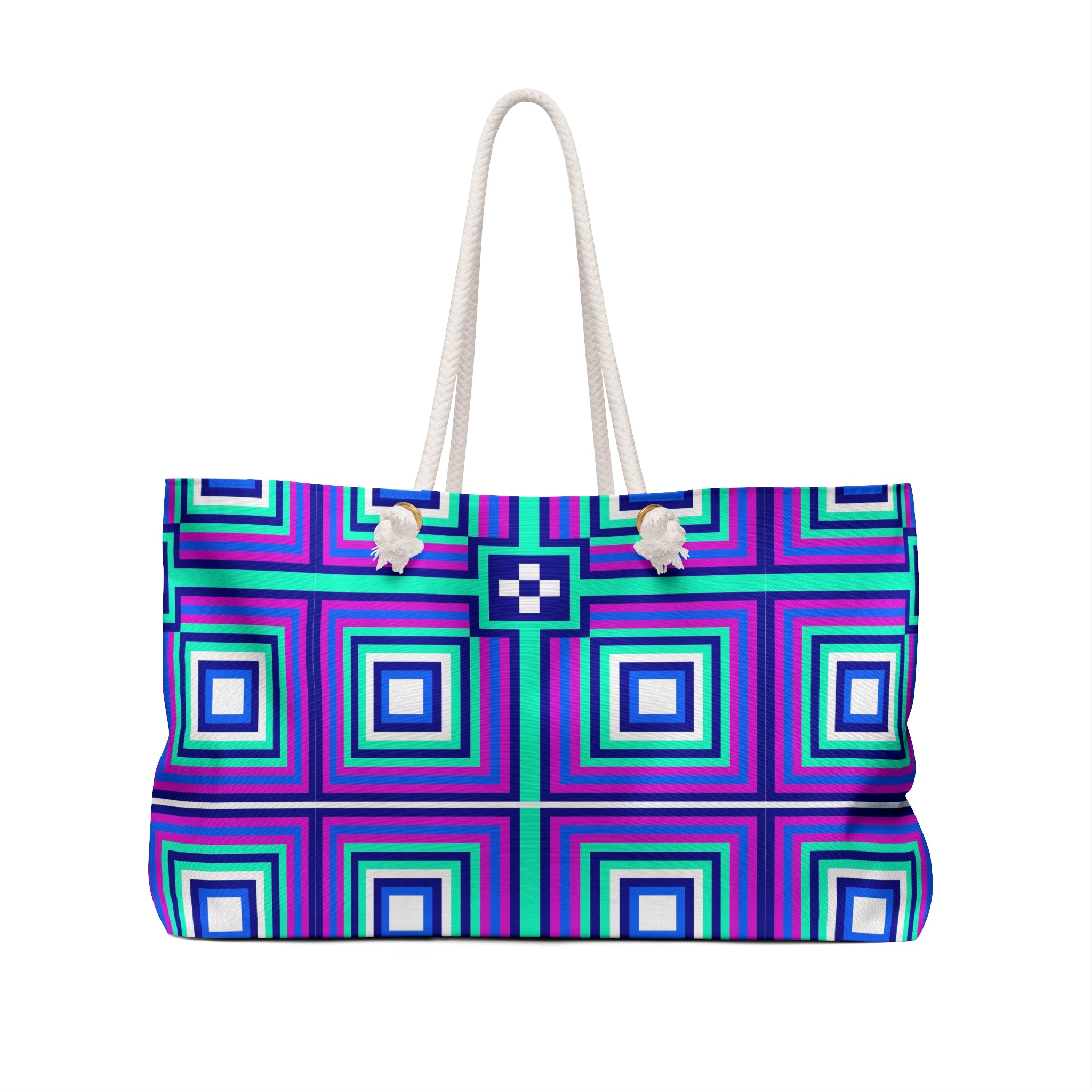 Colorful Geometric Weekender Bag, Travel Tote, Beach Bag, Gym Bag, Stylish Storage for Weekend Getaways, Unique Gift