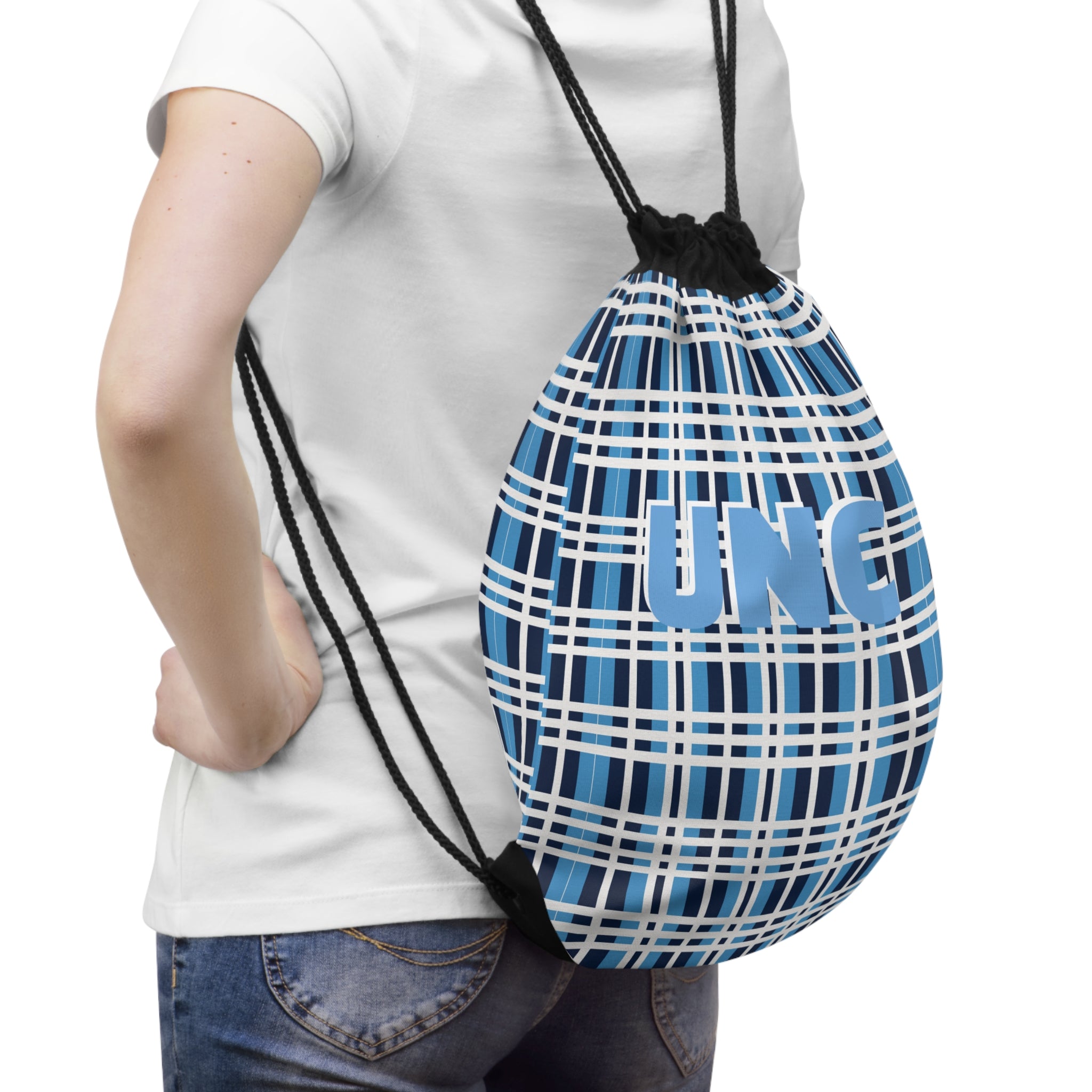 UNC Plaid Drawstring Bag | Gym Sack, Sports Backpack, College Gear, Travel Accessory, School Fundraiser