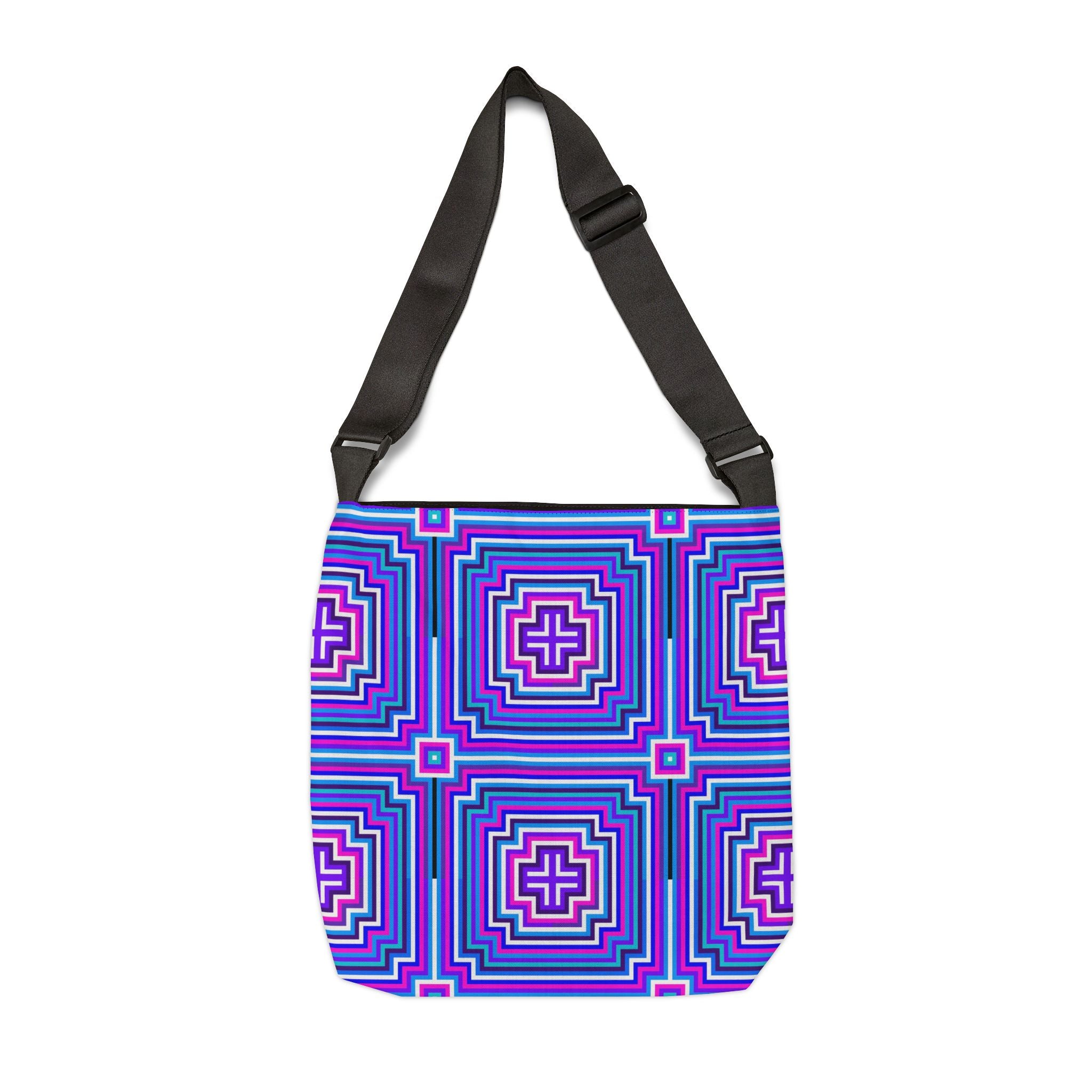 Vibrant Geometric Tote Bag, Adjustable Tote for Everyday Use, Stylish Shopping Bag, Boho Chic Messenger Bag, Perfect Gift for Any Occasion