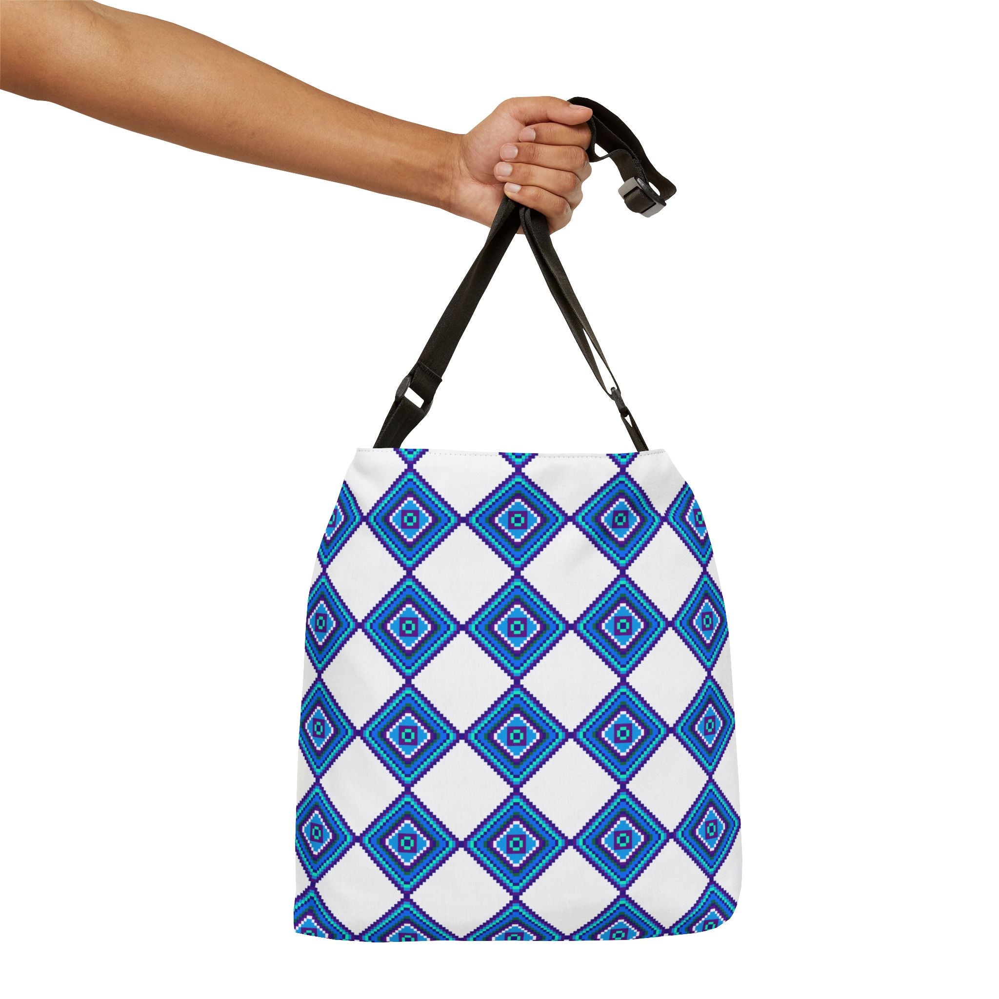 Blue Geometric Pattern Adjustable Tote Bag, Stylish Shopping Bag, Reusable Grocery Tote, Customizable Handbag, Perfect for Gifts, [...]