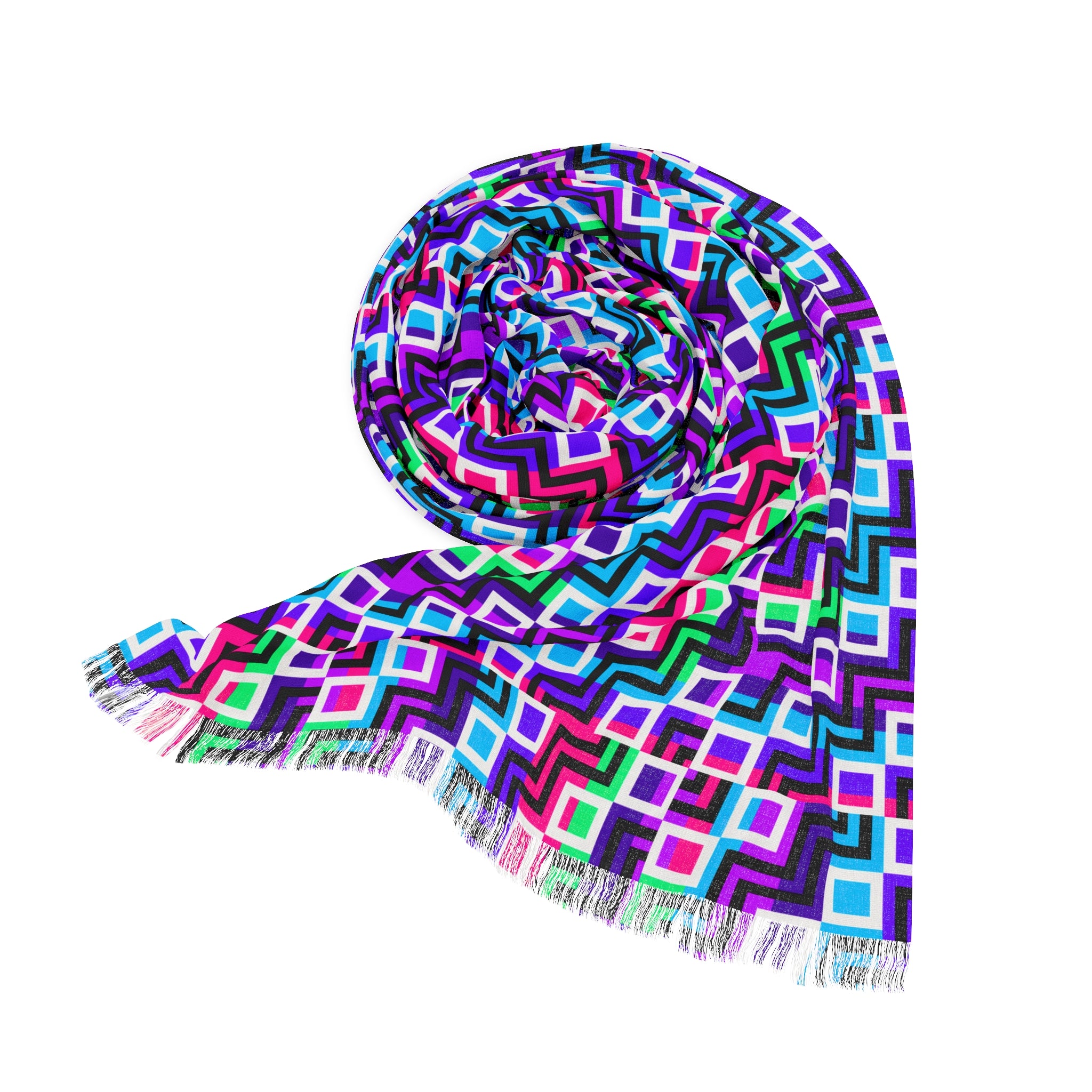 Colorful Geometric Light Scarf, Boho Fashion Accessory for Spring, Summer, Festival Wear, Gift for Her, Casual Wrap