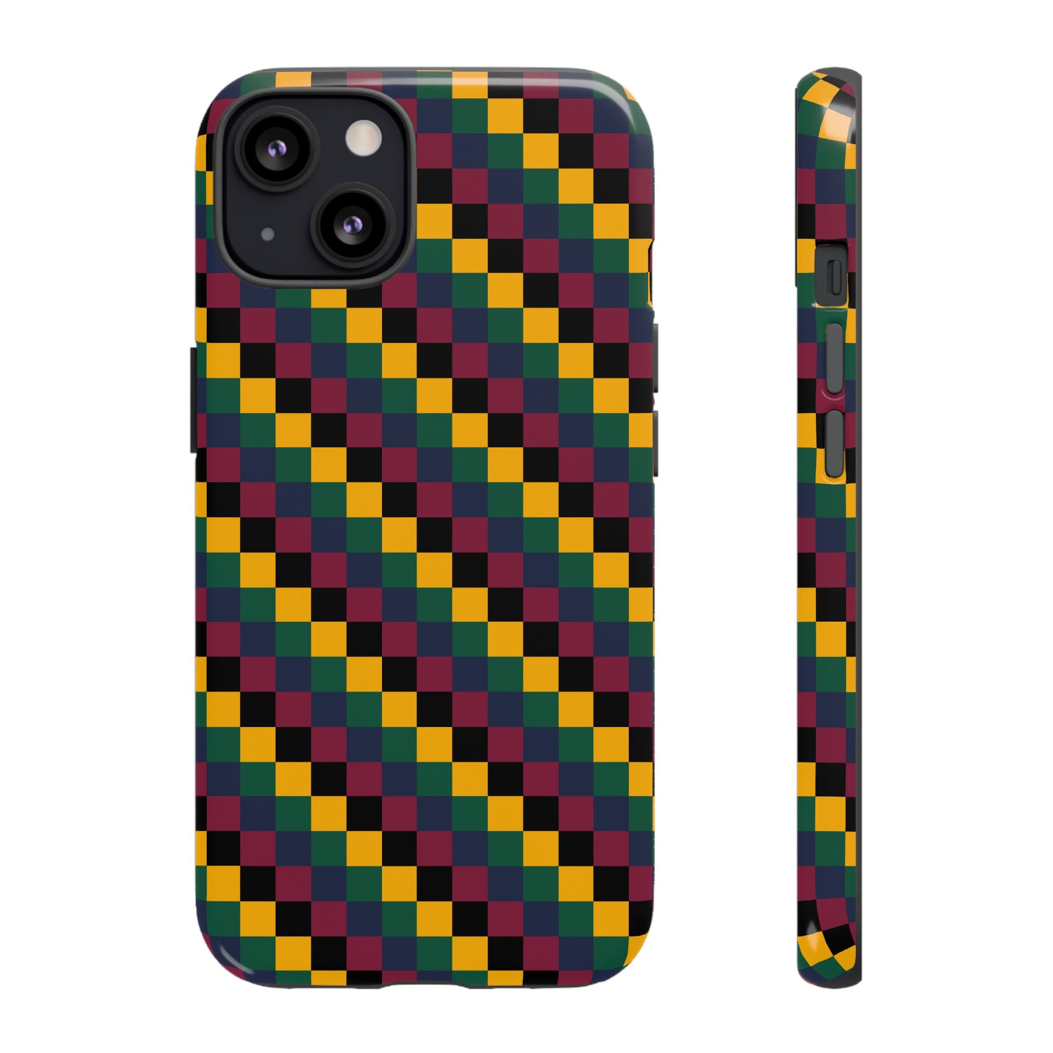 Colorful Checkered Phone Case, Tough Phone Cover, Unique Phone Accessory, Geometric Design, Gift for Tech Lovers, Stylish Protection